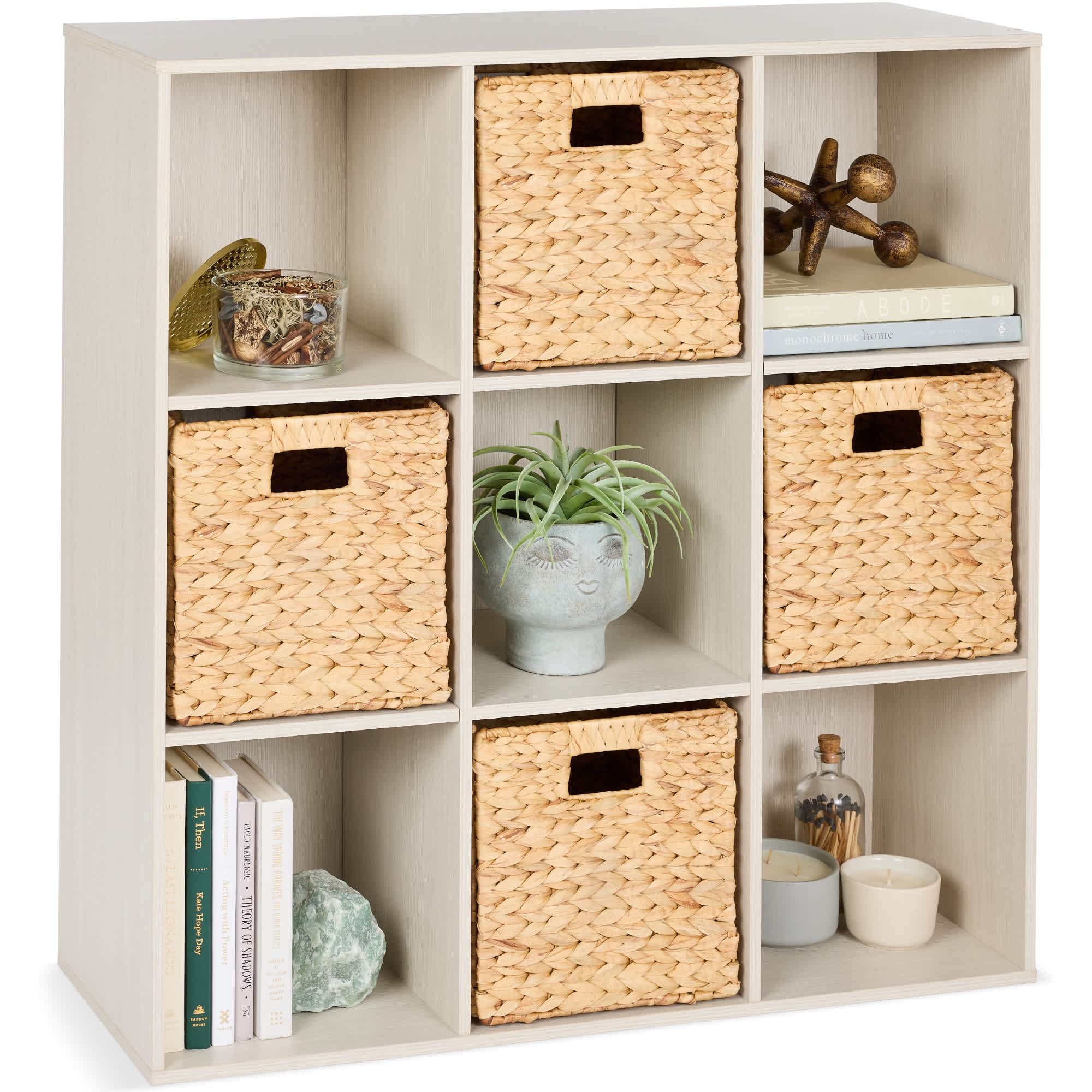 Best Choice Products SKY8754 9-Cube Bookshelf 135in Display Storage System Organizer w/ Removable Back Panels - Whitewash
