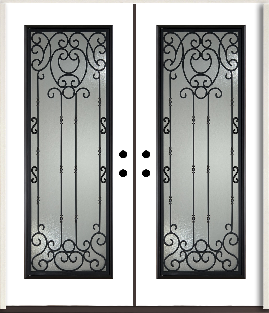 RELIABILT LO963925 Belle Meade 72-in x 80-in x Fiberglass Full lite Right-hand inswing Modern White Paint Painted Prehung Double Front Door Insulating core