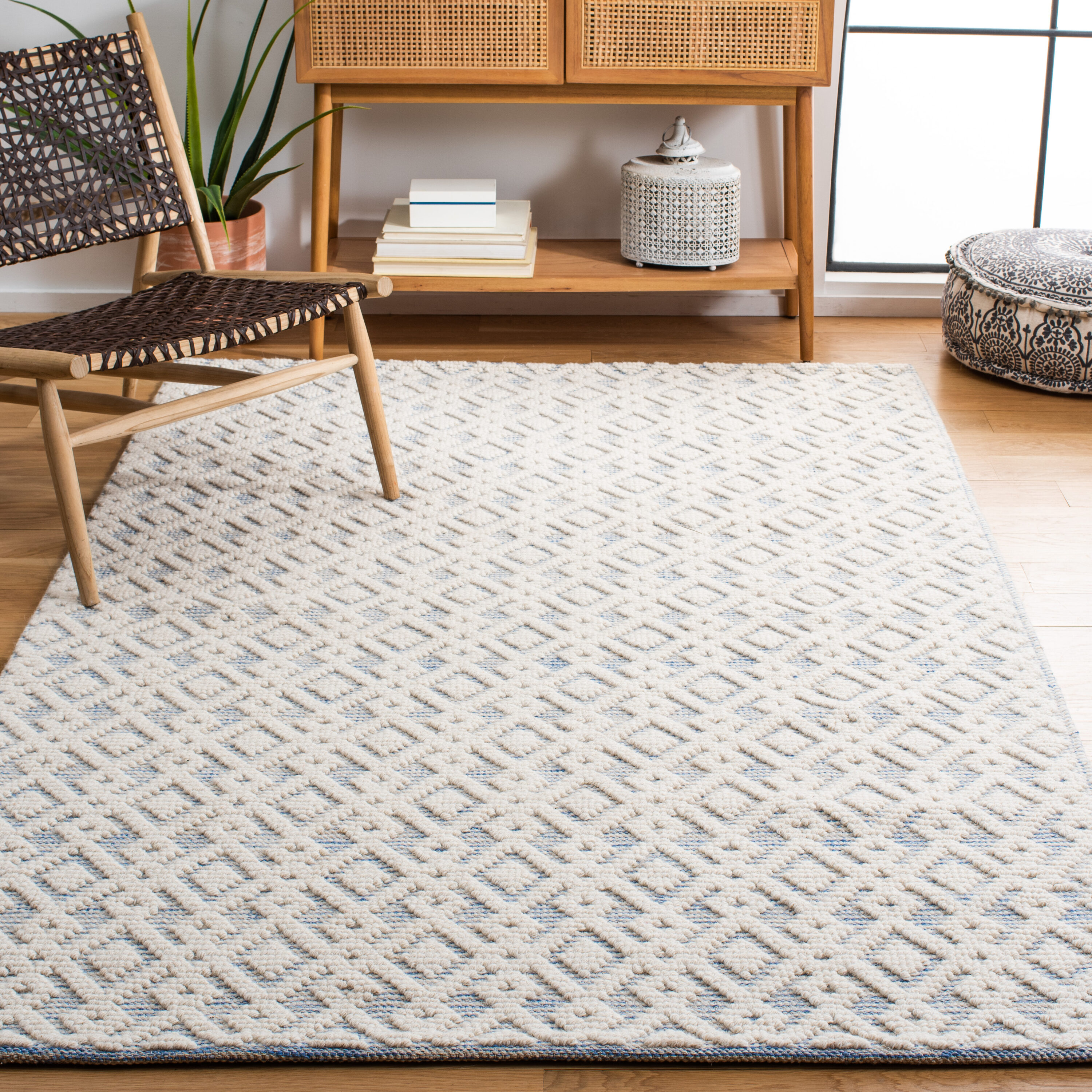 Safavieh Vermont 102 Ivory/Blue Contemporary 4ft x 6ft Small Rectangle ...