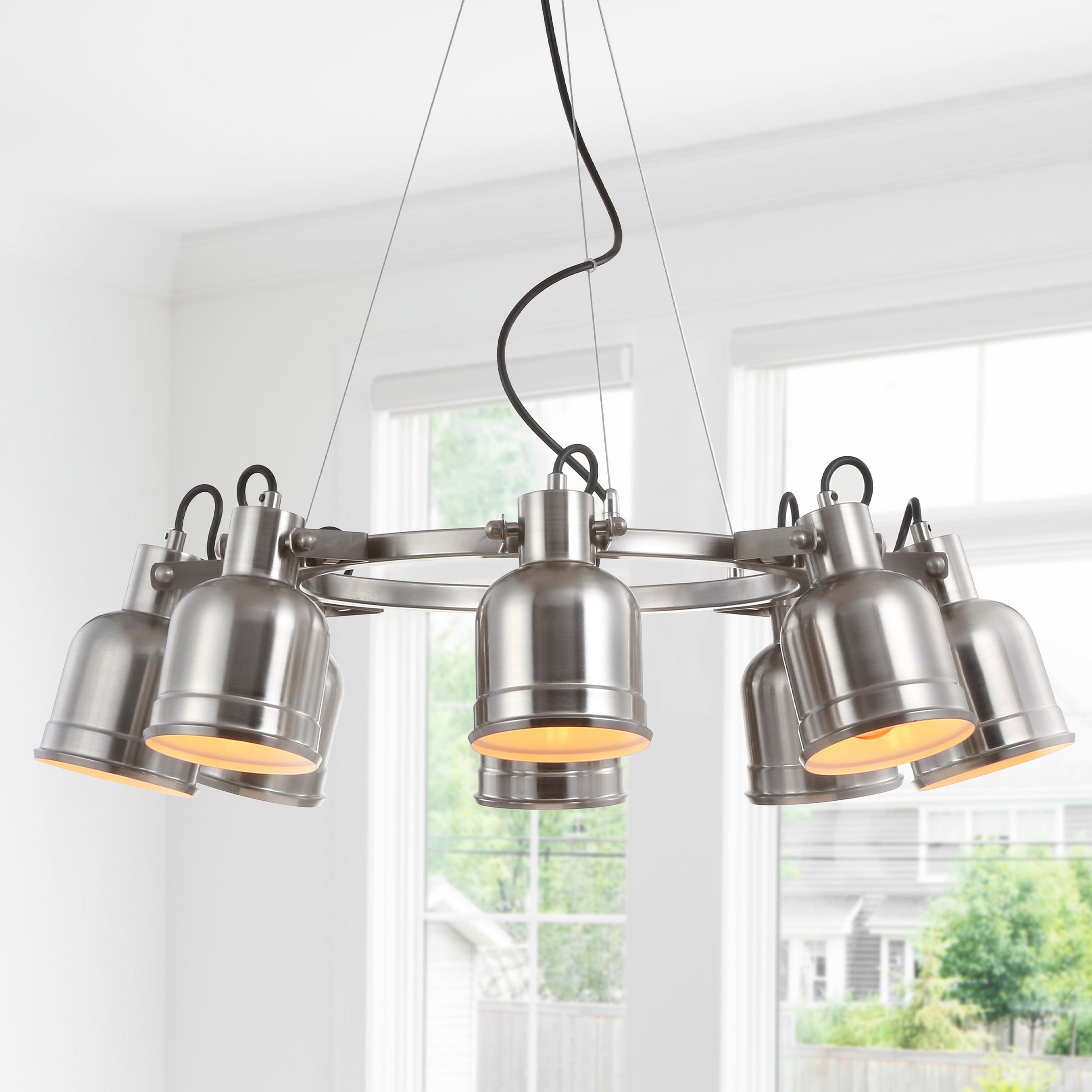 Liam 26.5" Polished Chrome Nickel Drum LED Chandelier