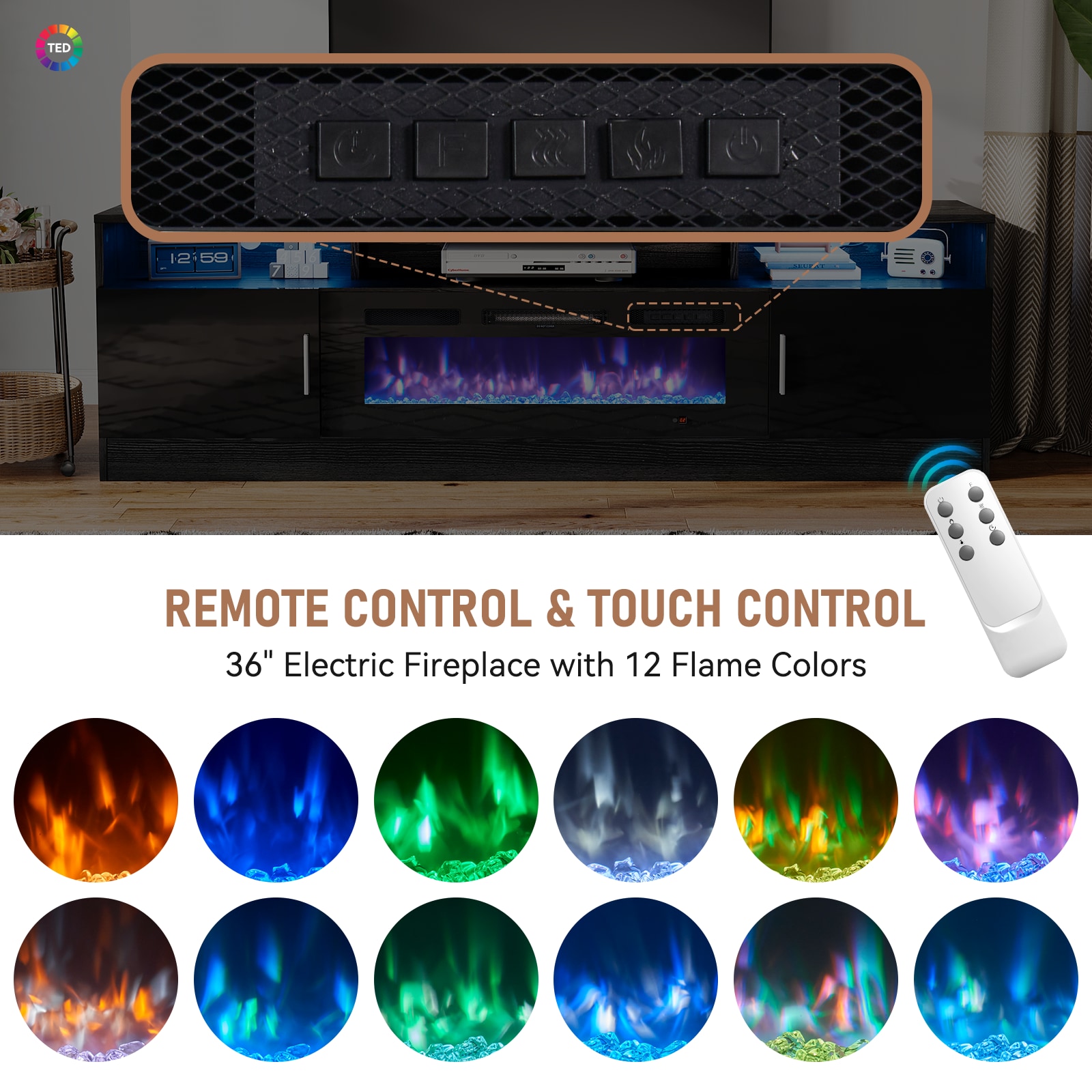 AOXUN H21025BR-15+H20024 Electric-Fireplaces - View #3