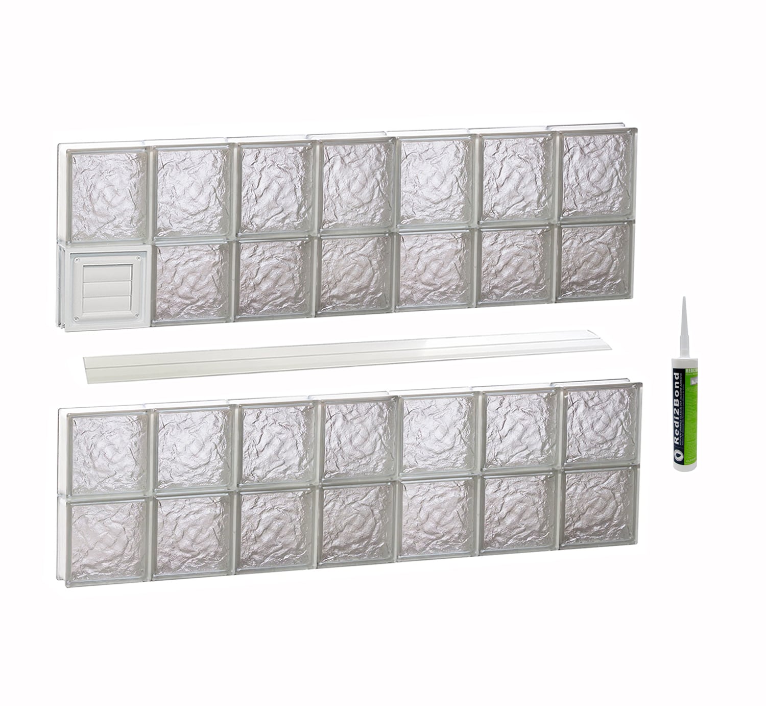 REDI2SET D4226IS Ice Glass 40-1/4-in x 25-in Frameless Replacement Dryer vent Glass Block Window