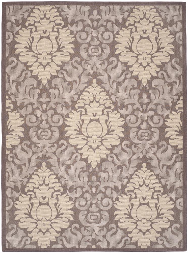 Safavieh CY2714-3409-8 Courtyard Harnesk 8 x 11 (ft) Loomed Polypropylene Chocolate/Natural Rectangular Indoor/Outdoor Damask Area rug