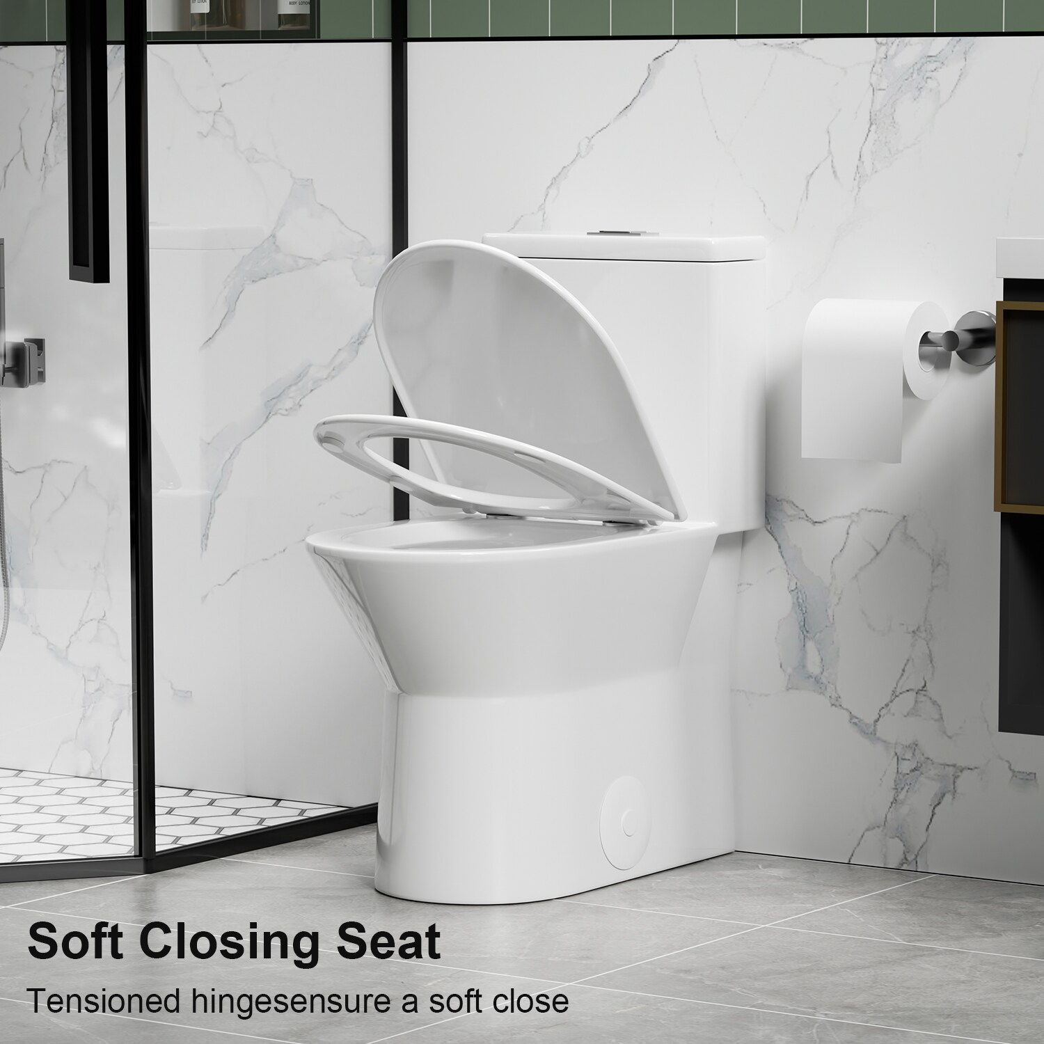 Huluwat Gloss White One Piece Toilet with Tornado Flush ADA Height