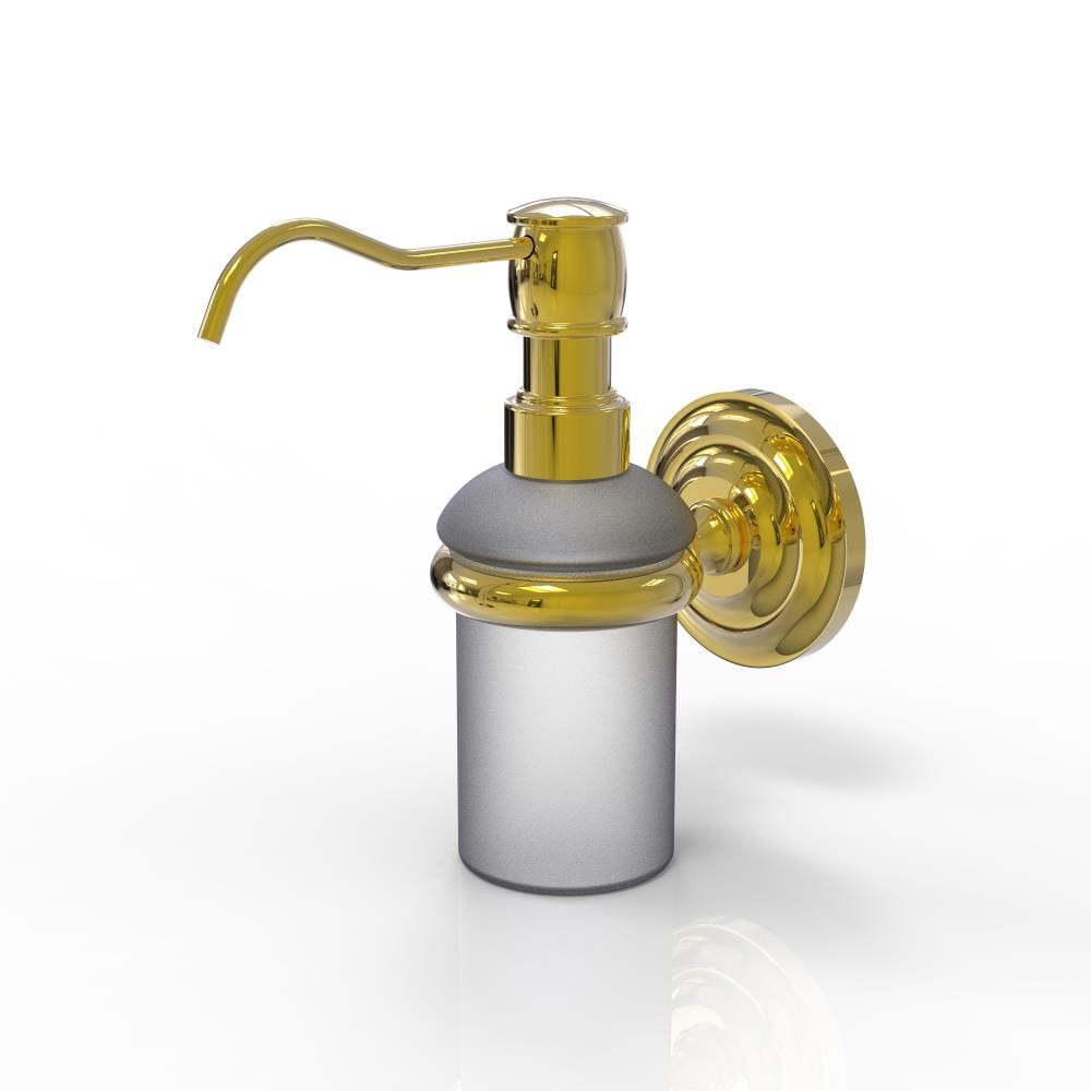 Allied Brass PQN-60-PB Prestige Que New Polished Brass 5-oz. Capacity Wall-mount Soap and Lotion Dispenser