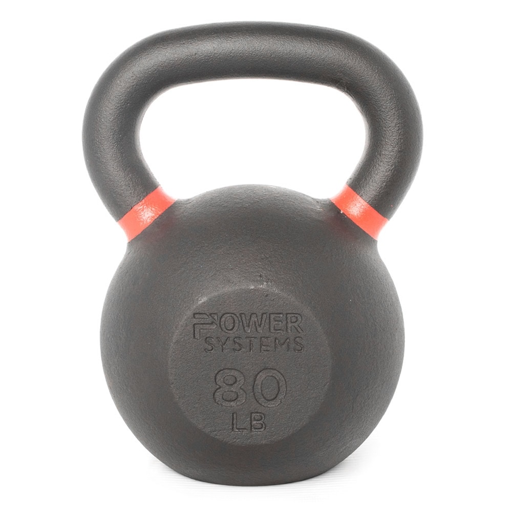 Power Systems Cast Iron Kettlebell 80 lb Strength Training Kettlebells for Home Gym Workouts
