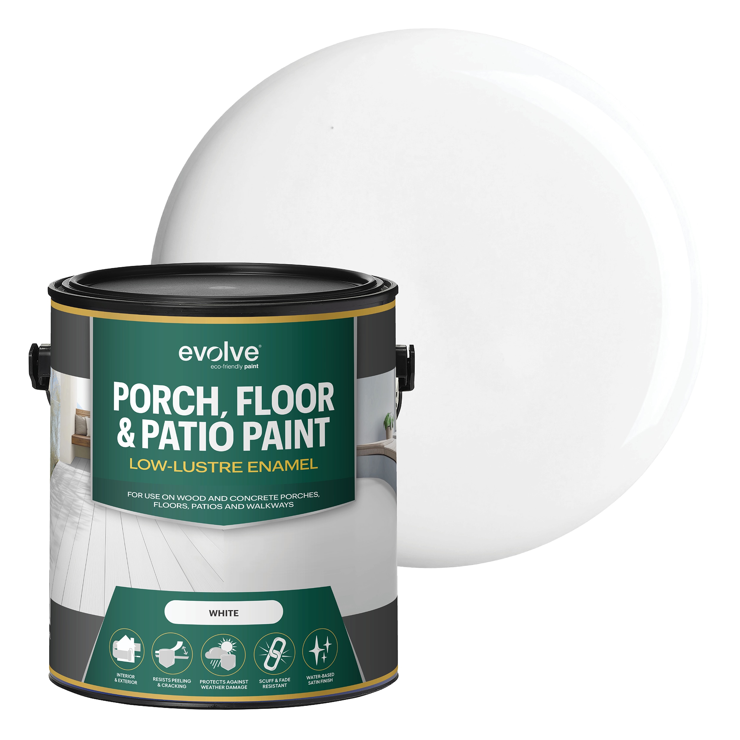 evolve White Semi-gloss Interior/Exterior Porch and Floor paint ( 1-gallon )