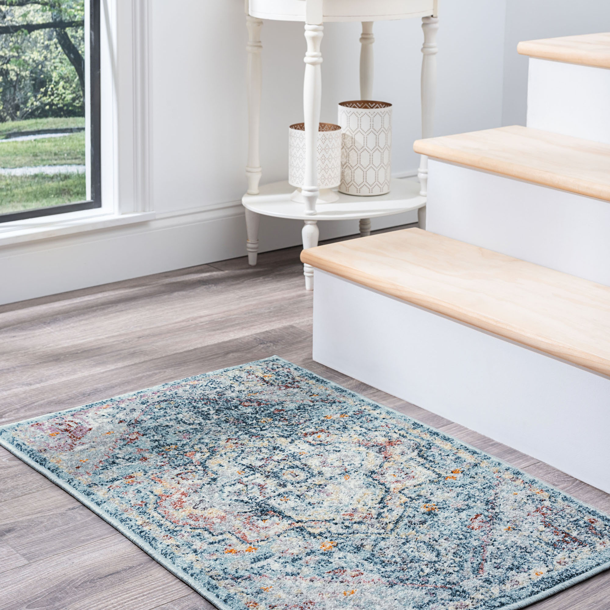 Tayse WFL4161 2X3 Wakefield 2 x 3 (ft) Loomed Polypropylene Gray Blue Rectangular Indoor Throw rug