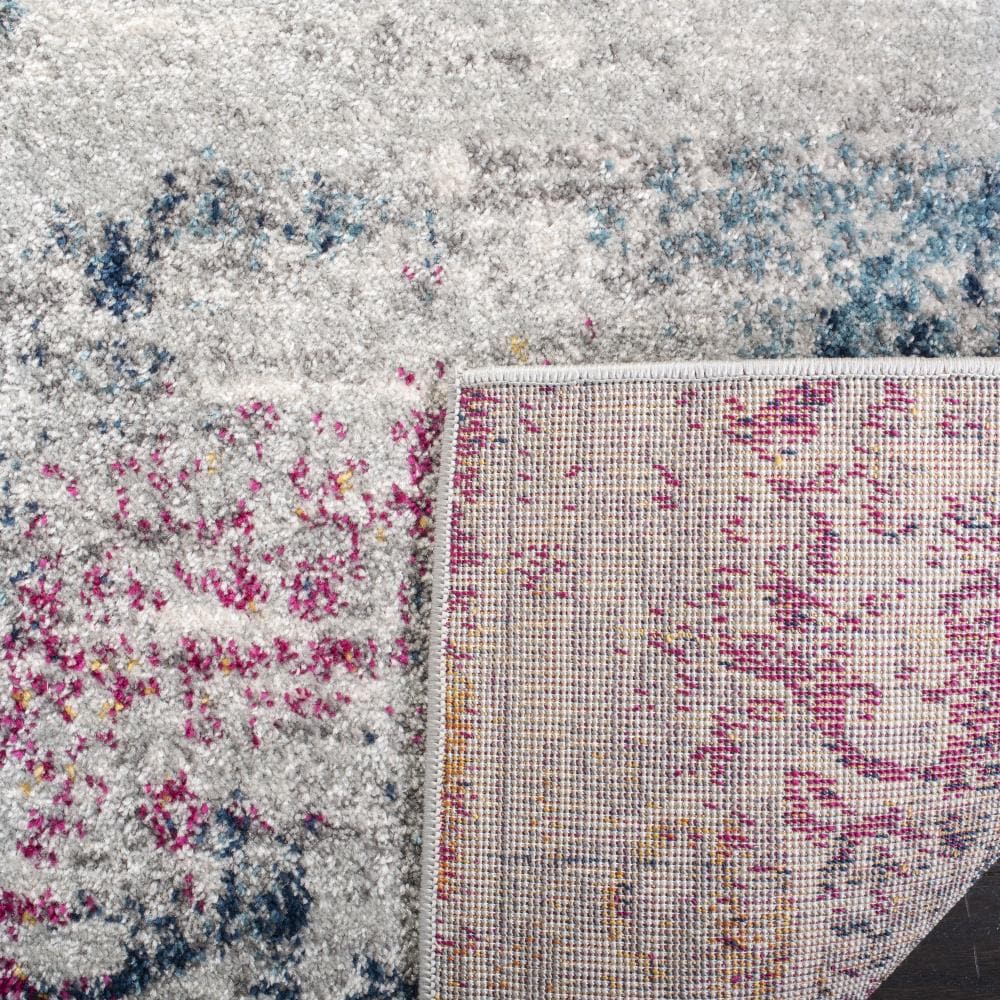 Gray and Fuchsia Synthetic Flat Woven 6' x 9' Area Rug