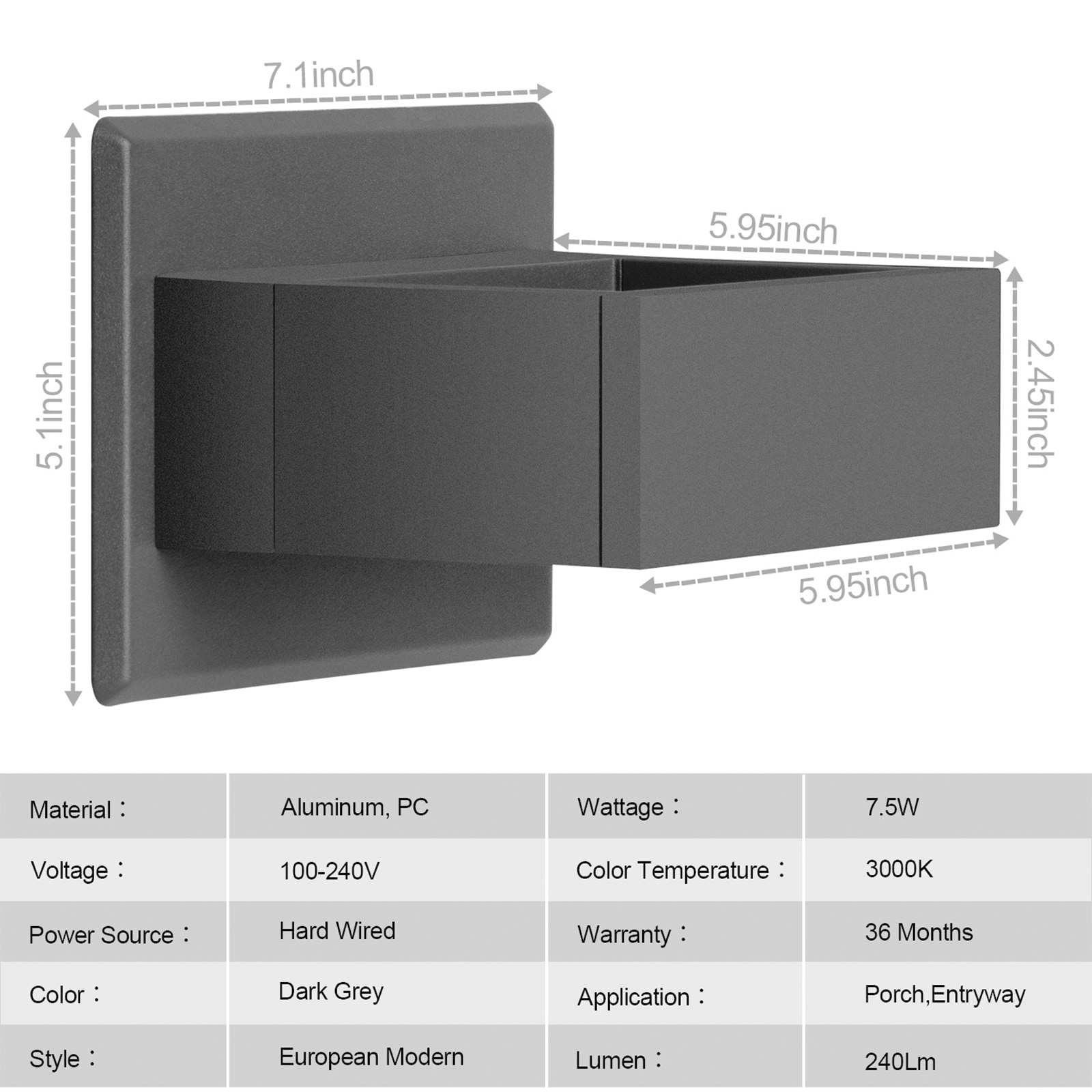 Flynama DBL-D0102HAL7IW Outdoor-Wall-Lighting - View #2