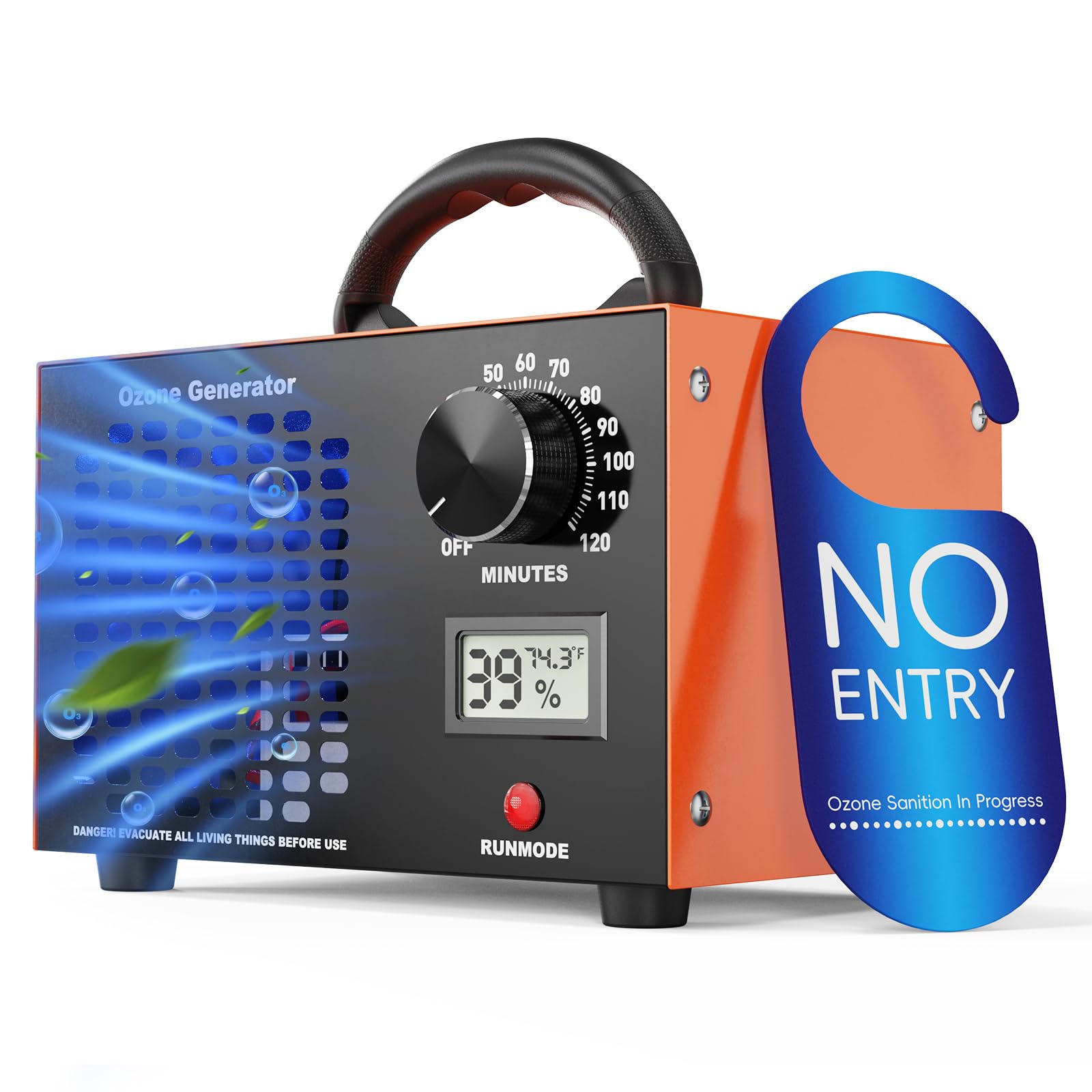 Phewnyzo  Ozone Generator 120000 mg per hour Air Purifier for Large Spaces up to 5000 Sq Ft with Temp and Humidity Display and 120 Minute Timer