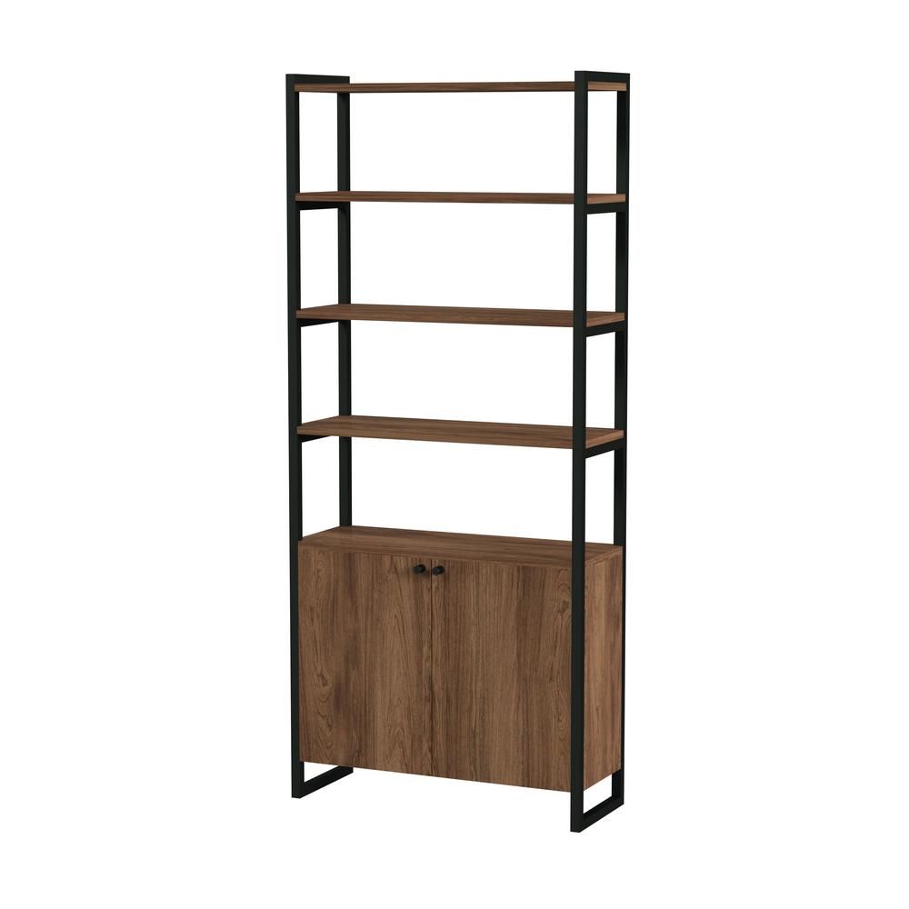 Drake 73 Two Door Walnut Bookcase Etagere Medium Brown