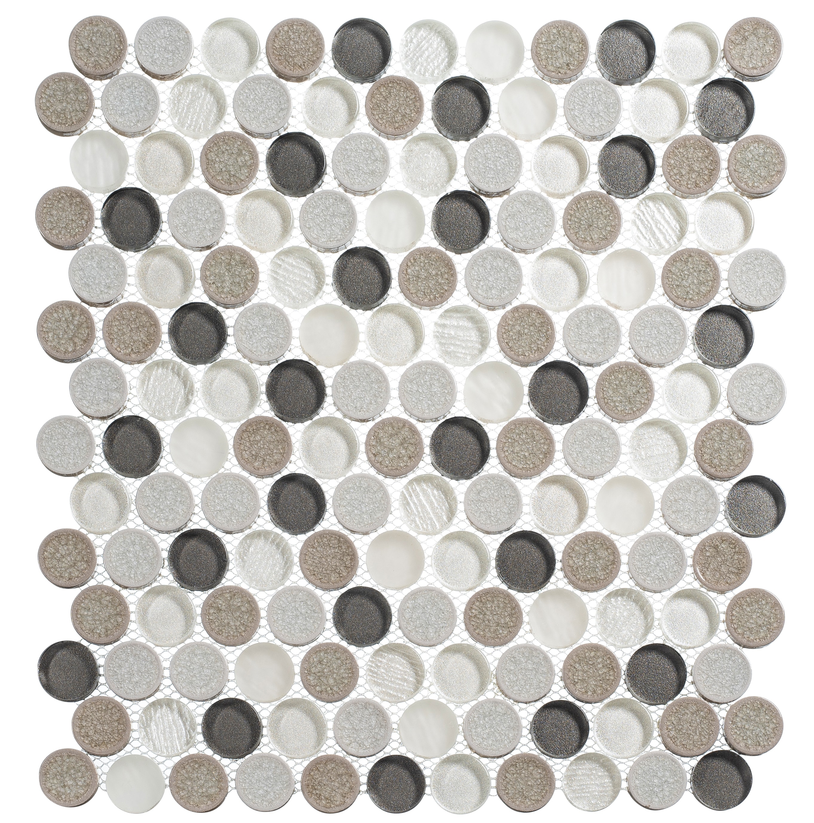 Andova Tiles SAM-ANDPOL213 Sample- Pixel 6-in x 6-in Polished Glass Patterned Penny Floor and Wall Tile