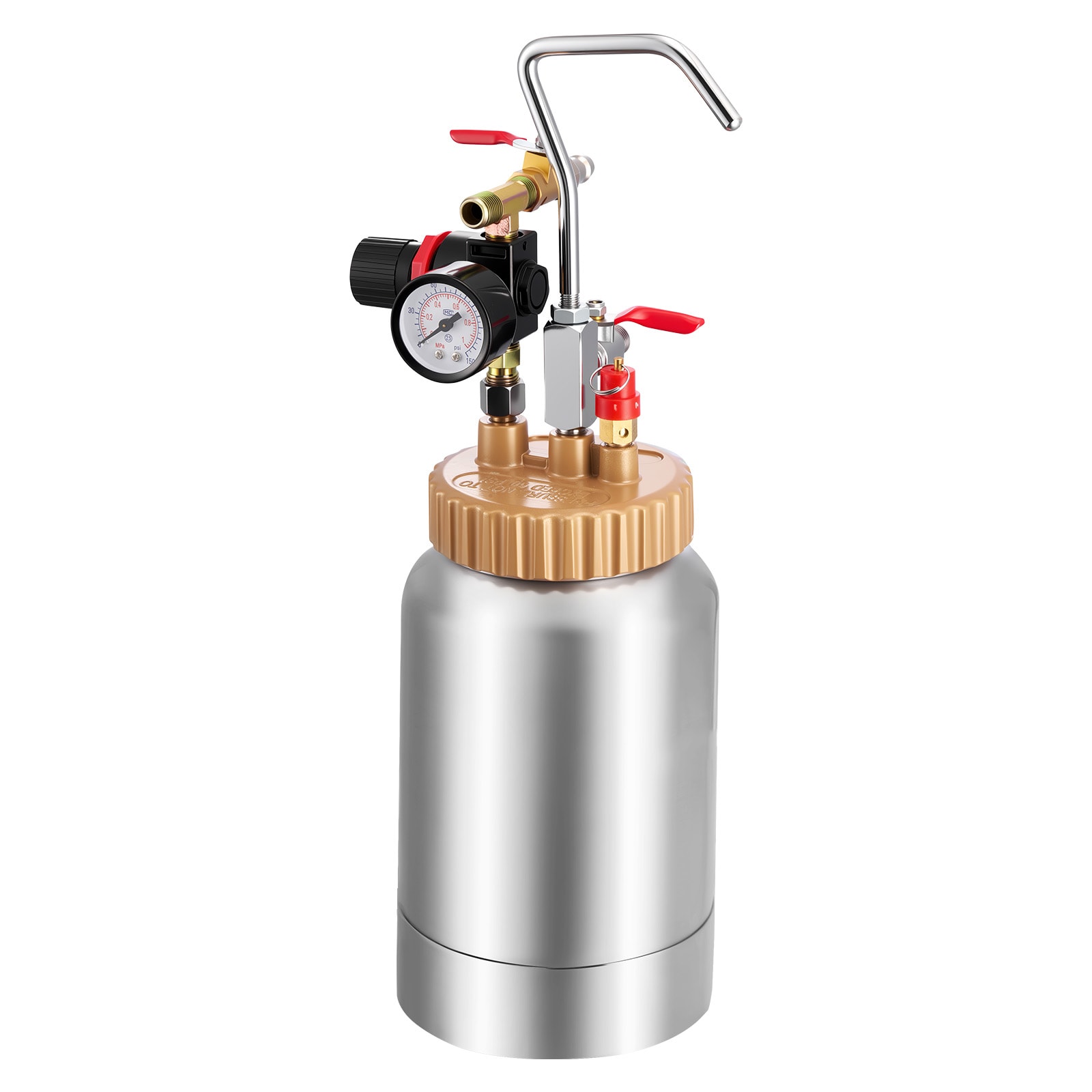 VEVOR Spray Paint Pressure Pot 0.5 Gal/2 L Pressure Pot Paint Sprayer Diameter 1.8mm + Diameter 3mm Two Spray Guns Central Pneumatic Sprays Gun with Two 9.8 FT/3 m Hoses for Furniture Car Fence Max 45 Psi