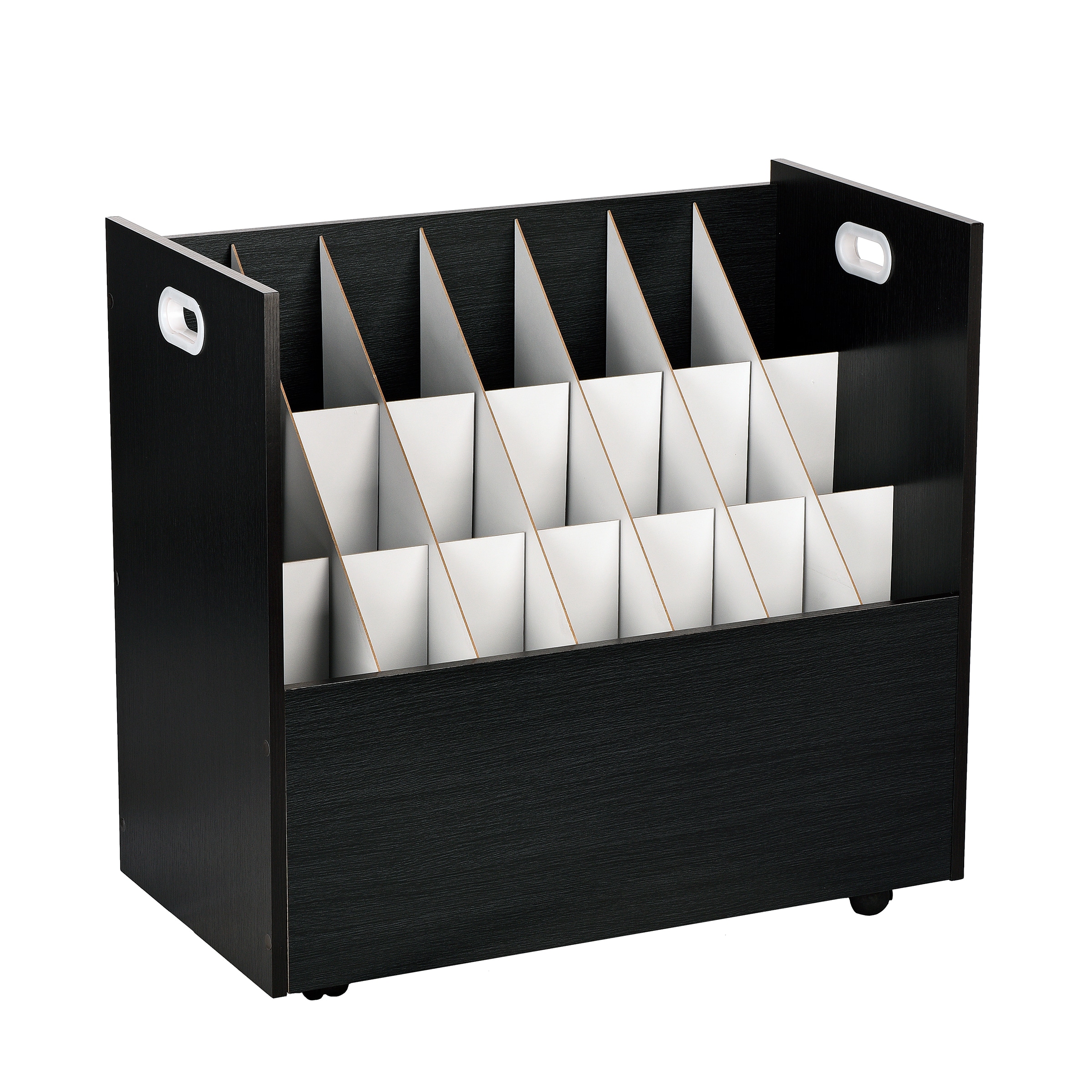 AdirOffice 625-BLK-KIT1 21-slot Mobile Wood Roll File Large Document Organizer