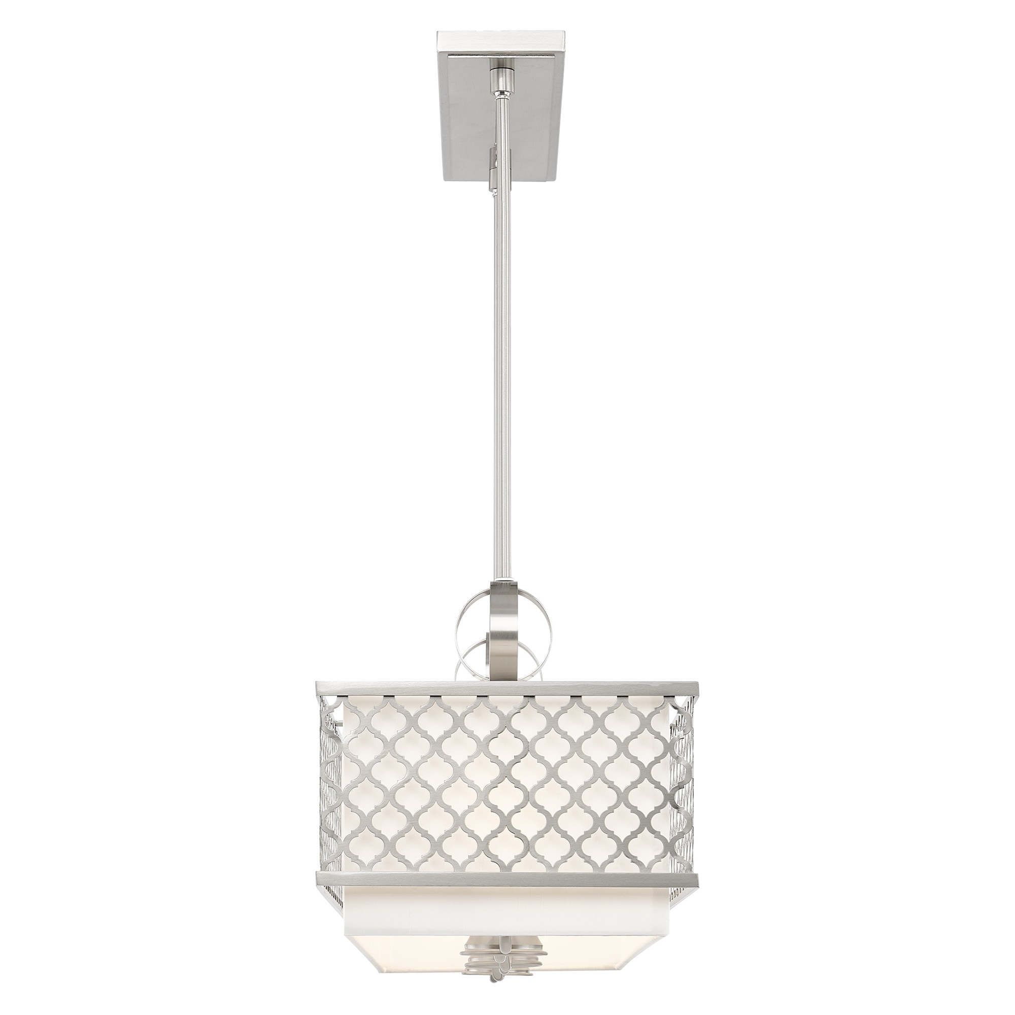 Arabesque Brushed Nickel 9-Light Linear Chandelier with Fabric Shade