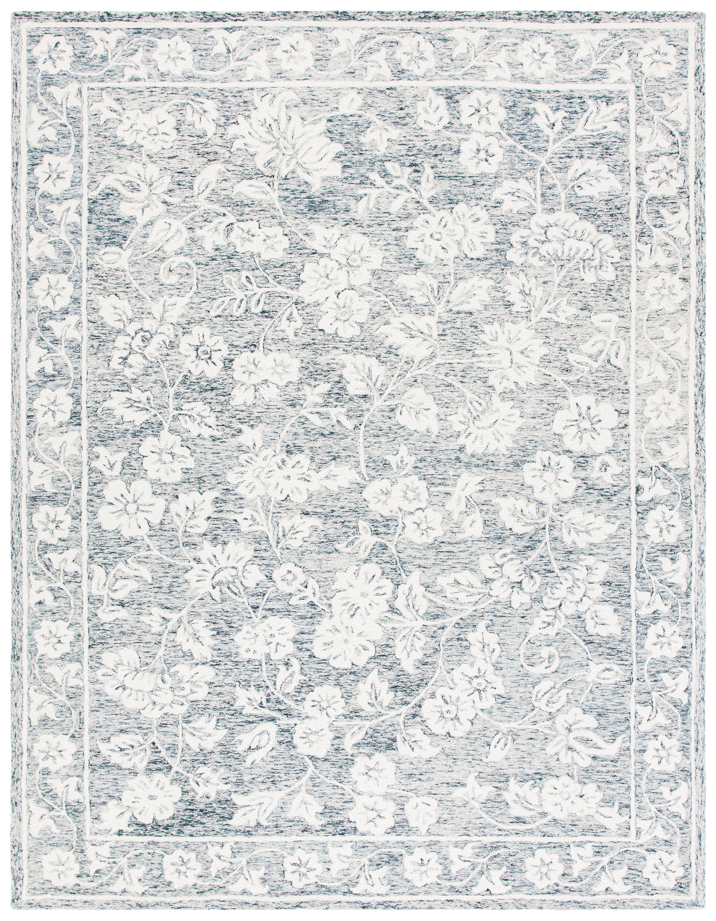 Capri Blue and Ivory Hand-Tufted Wool 8' x 10' Area Rug