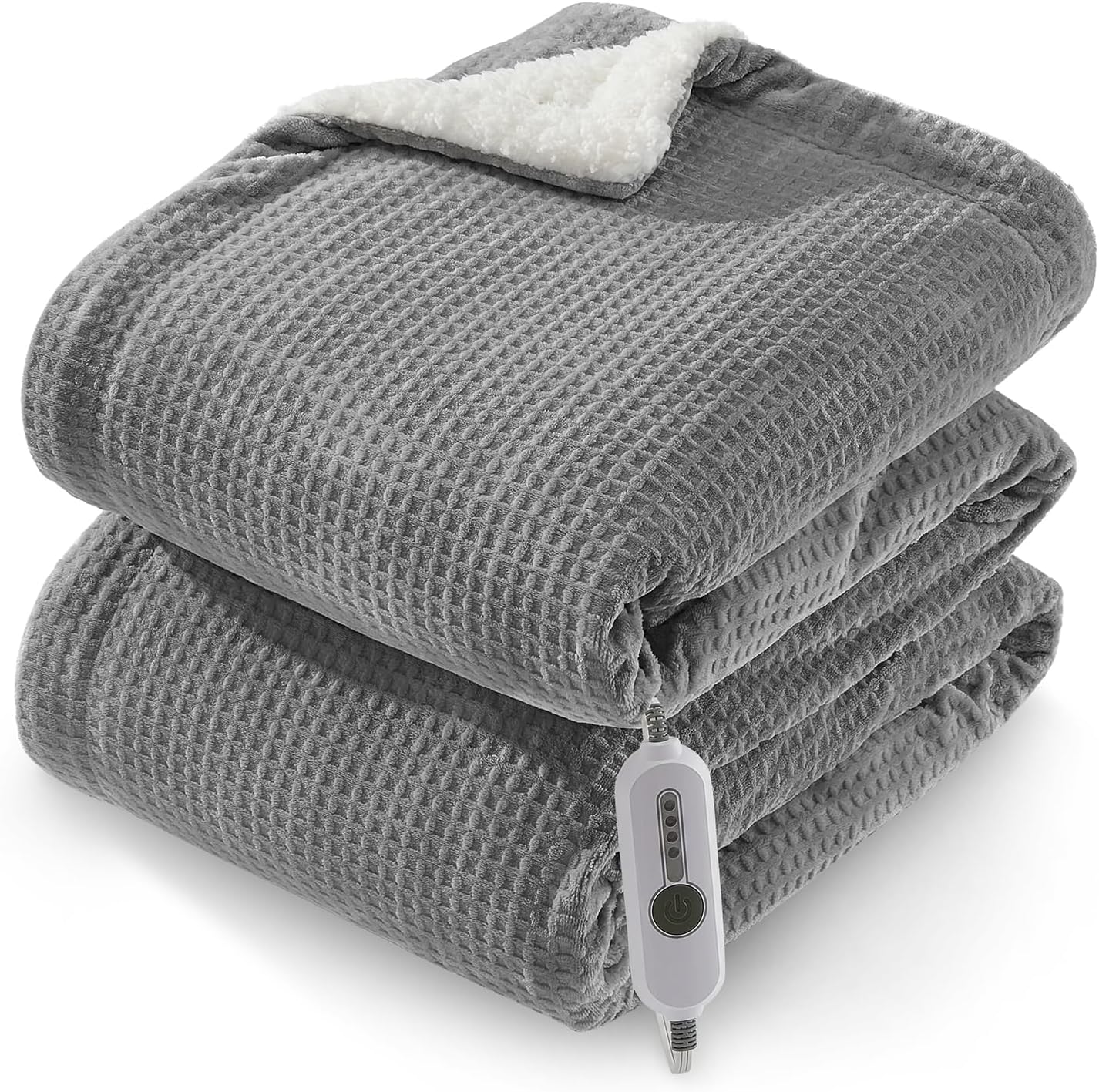 GAOMON Twin Heated Blanket Flannel and Sherpa 4 Heat Settings and 10-Hour Auto Off ETL Certified