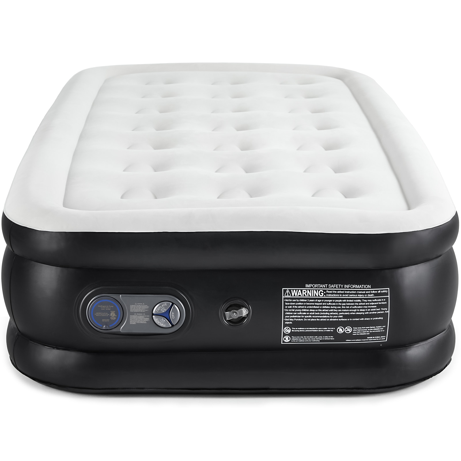Sweetcrispy Twin Air Mattress 16 Inch Inflatable Airbed with Built in High Capacity Pump Double Height Non Slip Bottom Design 660 lbs Weight Capacity for Home or Camping