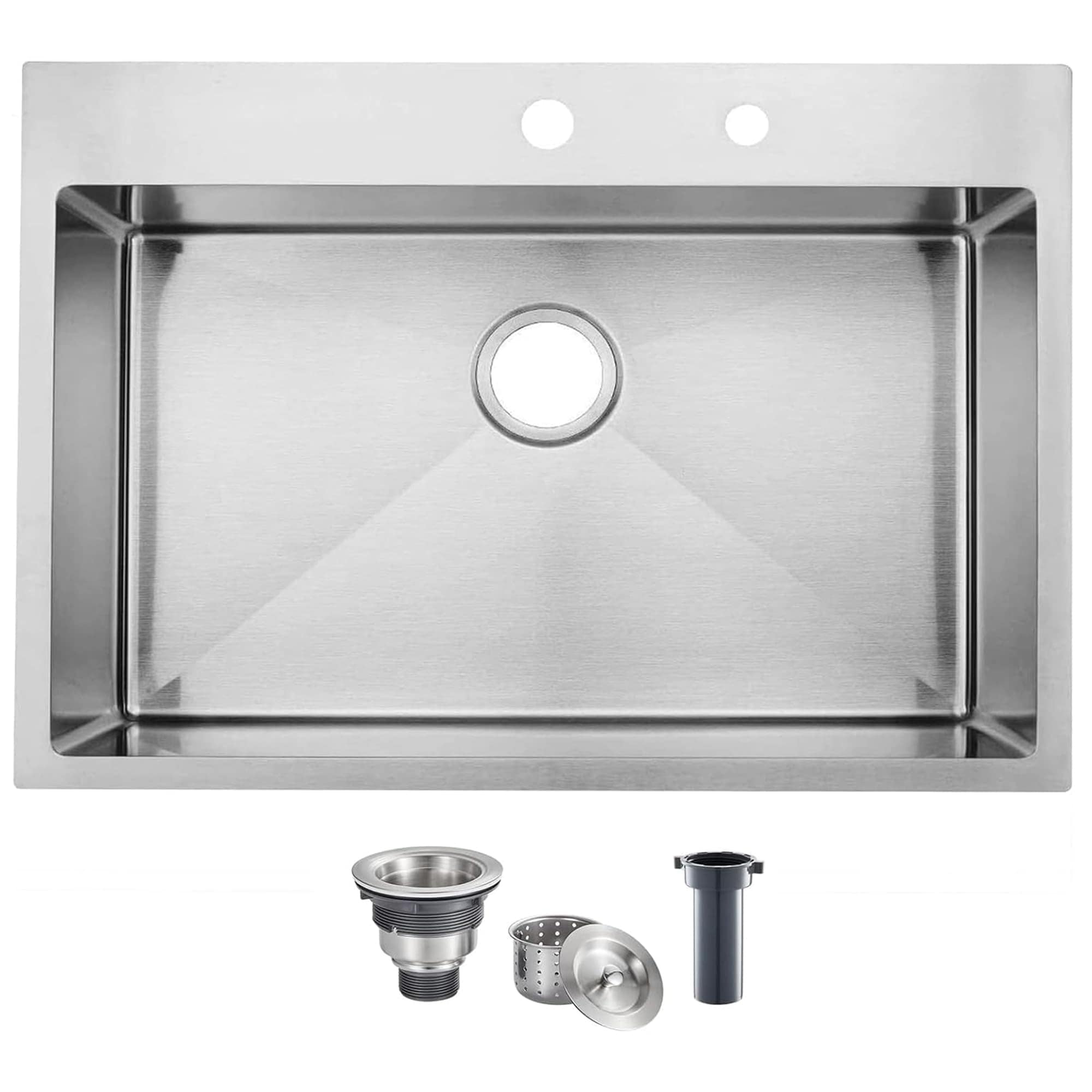 Aoibox -  33 in Drop In Single Bowl 18 Gauge Handmade Stainless Steel Workstation Sink Brushed Sa...