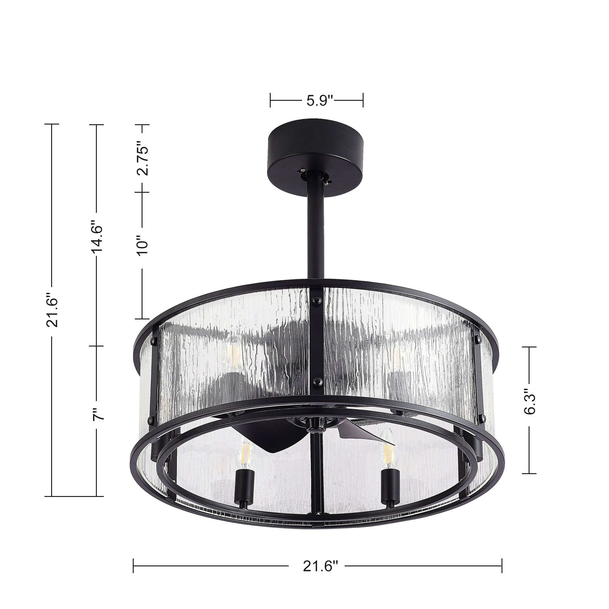 Breezary Fandelier 20-in Black LED Indoor/Outdoor Cage Ceiling Fan with ...