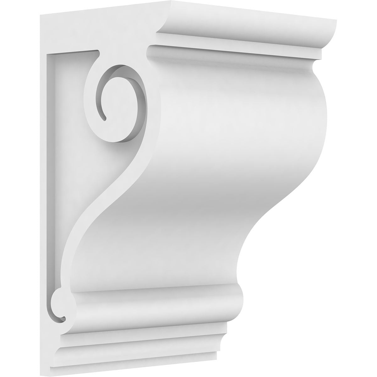 Ekena Millwork CORP07X06X12SCR 7-in x 6-in x 12-in Standard Scroll Unfinished White PVC Paintable Corbel
