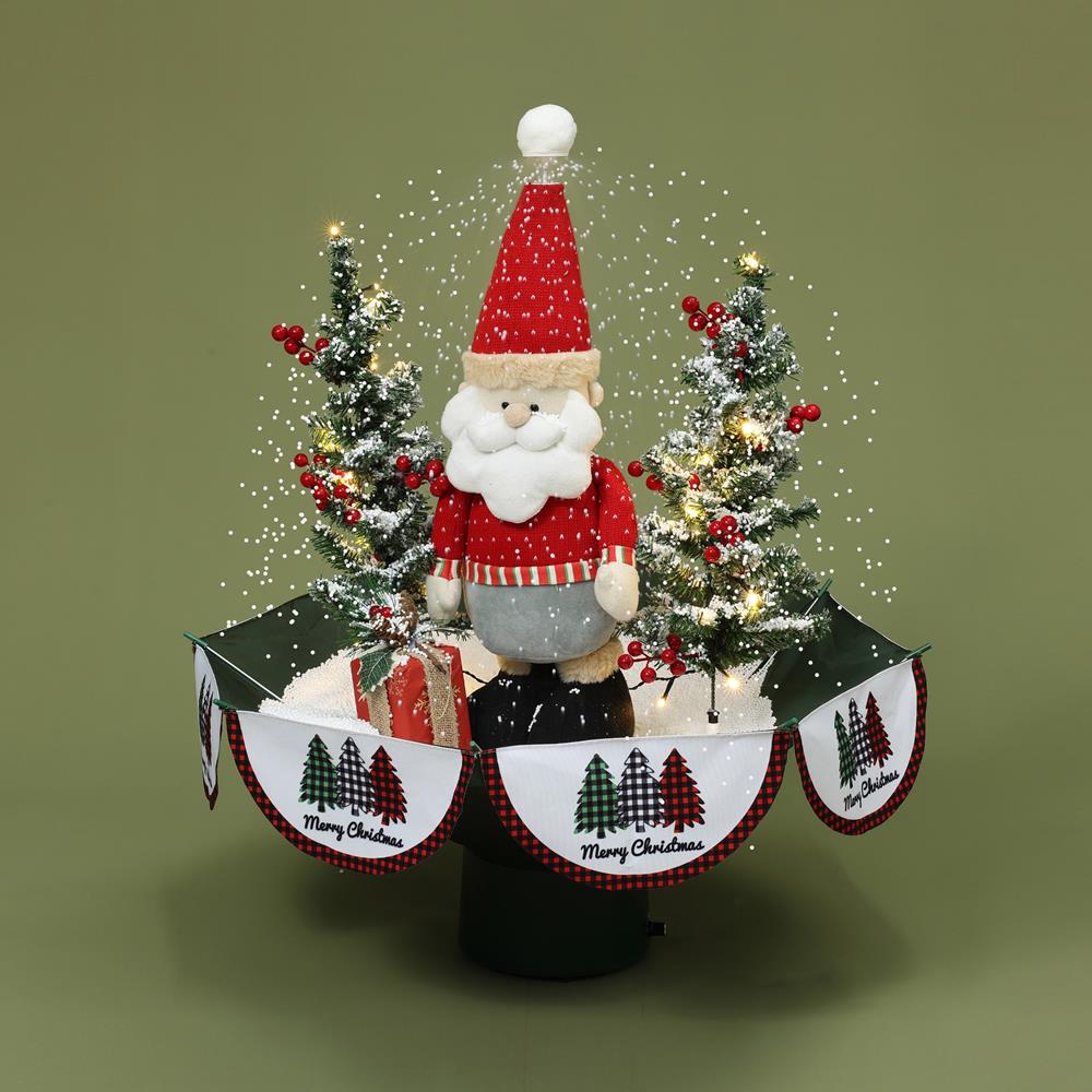 31.5" Red and Green Animated Musical Snowing Christmas Decor with LED Lights