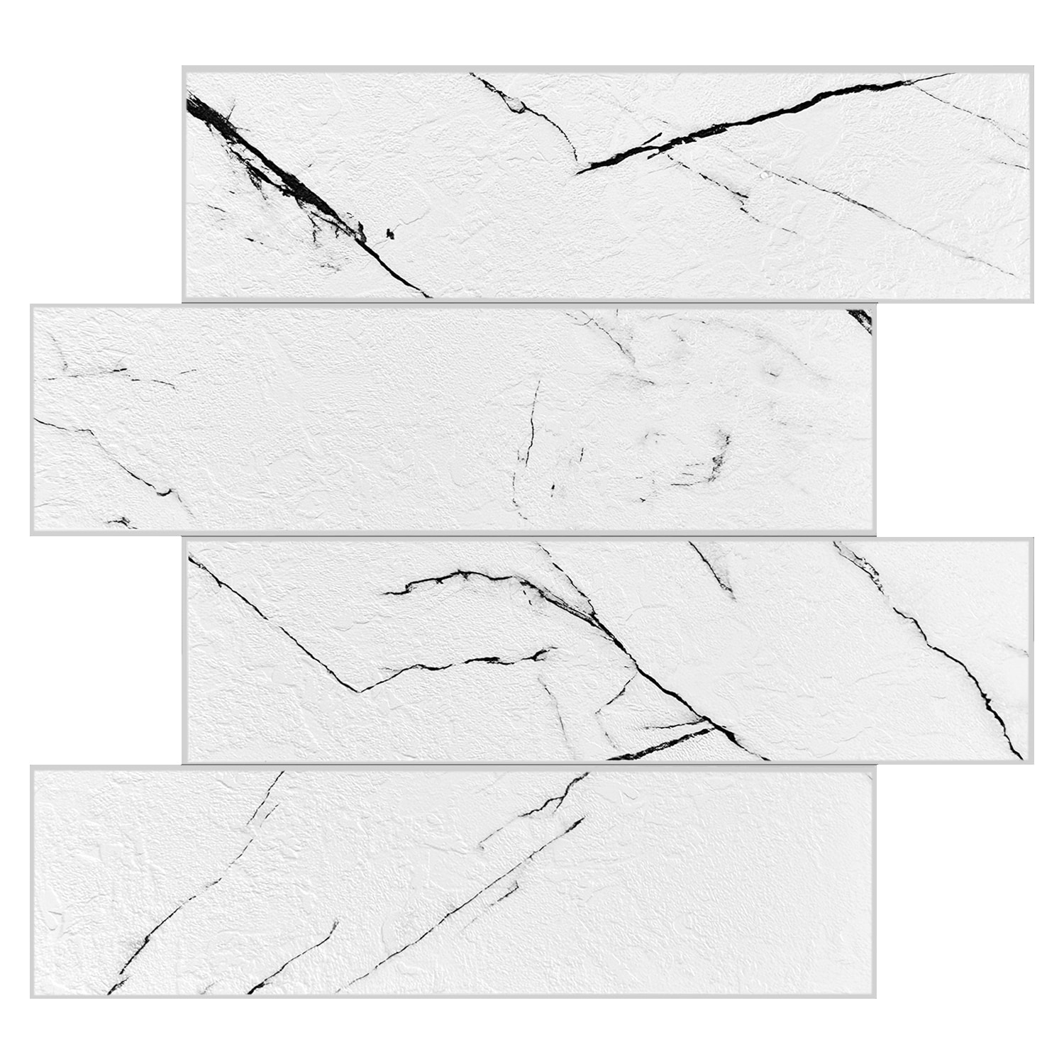 Murella 69004 SPC Dark White Marble 11-in x 12-in Grooved Composite Marble Look Wall Tile (1.78-sq. ft/ Carton)