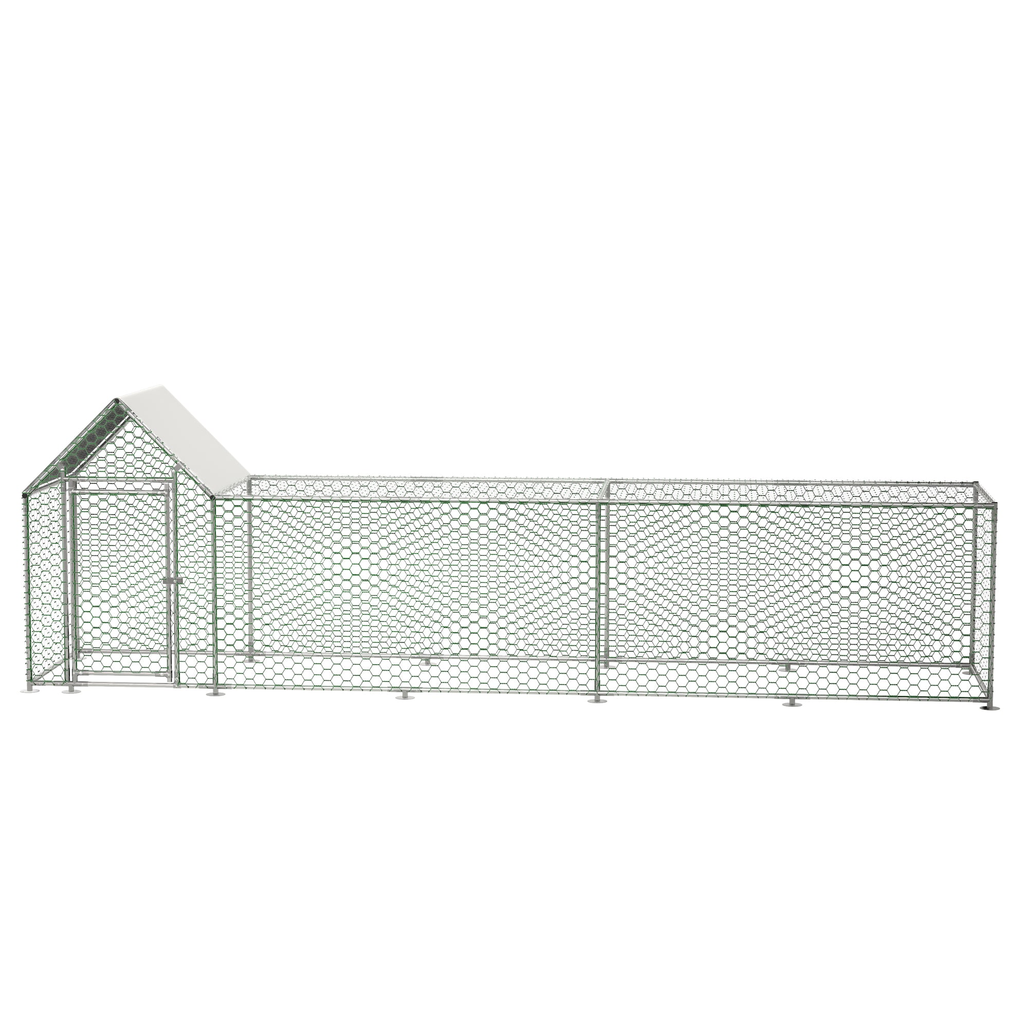 LUXEYARD 16x3FT Metal Chicken Coop Run Backyard Hen House Poultry Habitat Cage w Cover