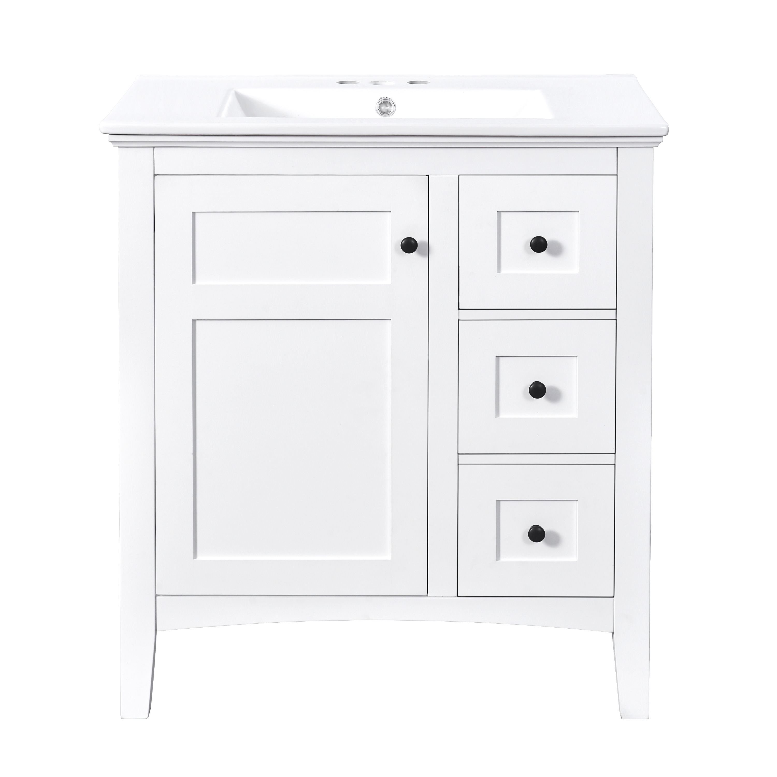 Iseryn FSD252105K 30-in White Undermount Single Sink Bathroom Vanity with White Ceramic Top