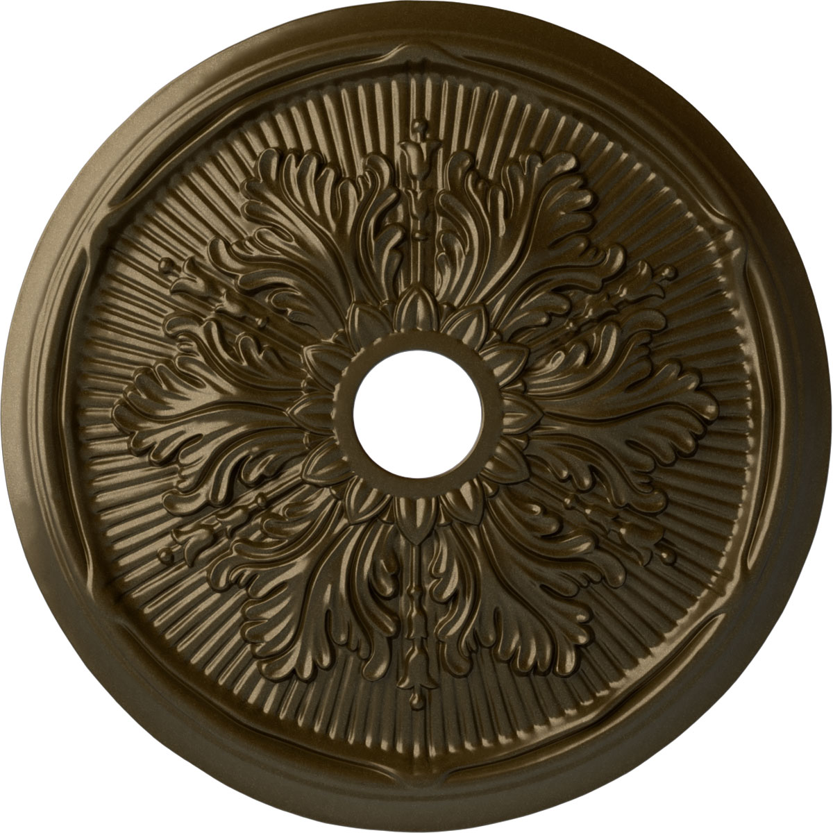 Ekena Millwork CM23LUBRS Luton Leaf 23.75-in W x 23.75-in L Painted Brass Polyurethane Whole Ceiling Medallion