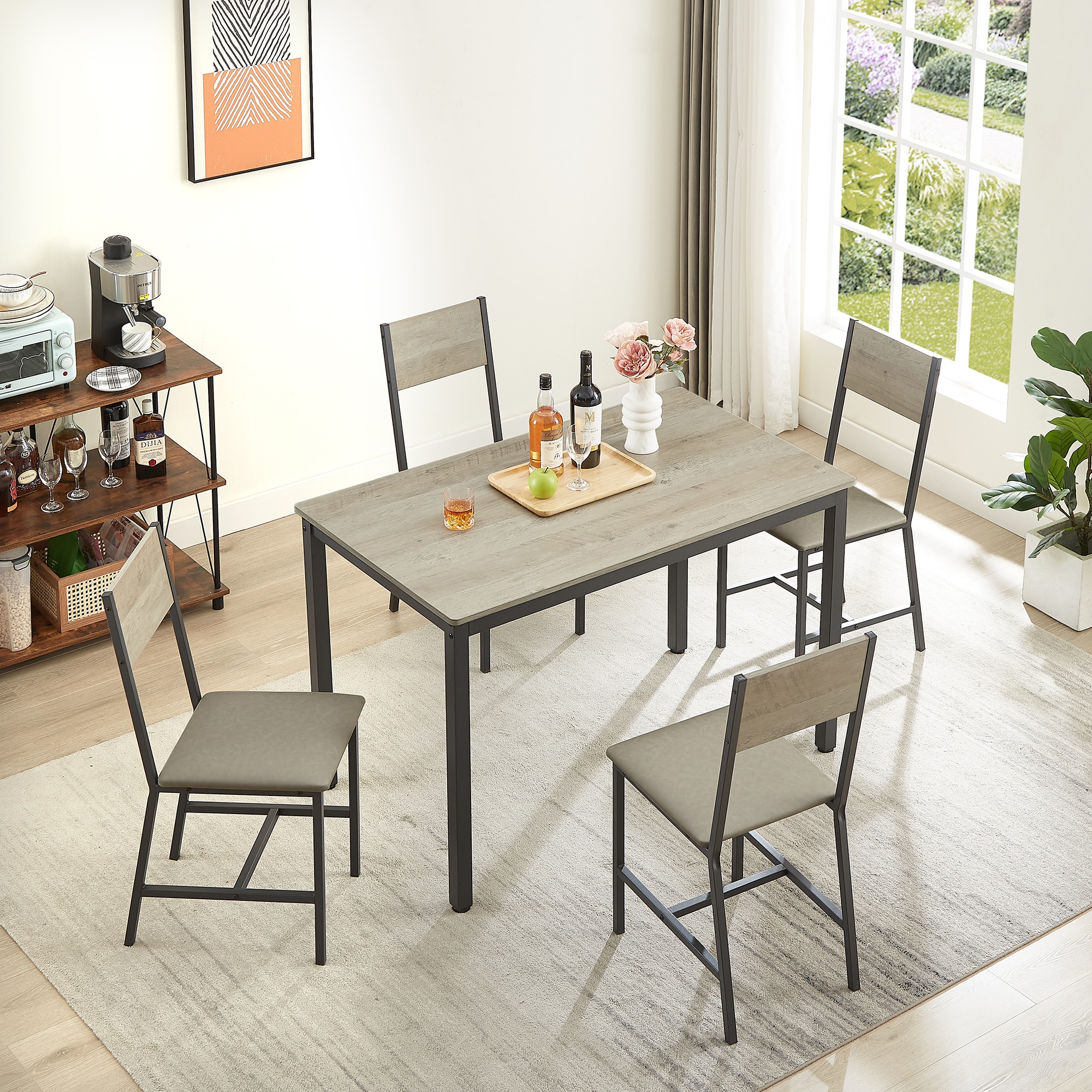 Sunrinx Gray Contemporary/Modern Dining Room Set with Rectangular Table ...