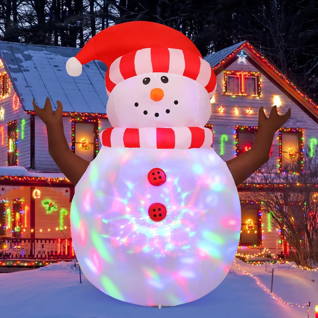GOOSH DJ-SD-27184 5-Feet Lighted Snowman Christmas Inflatable