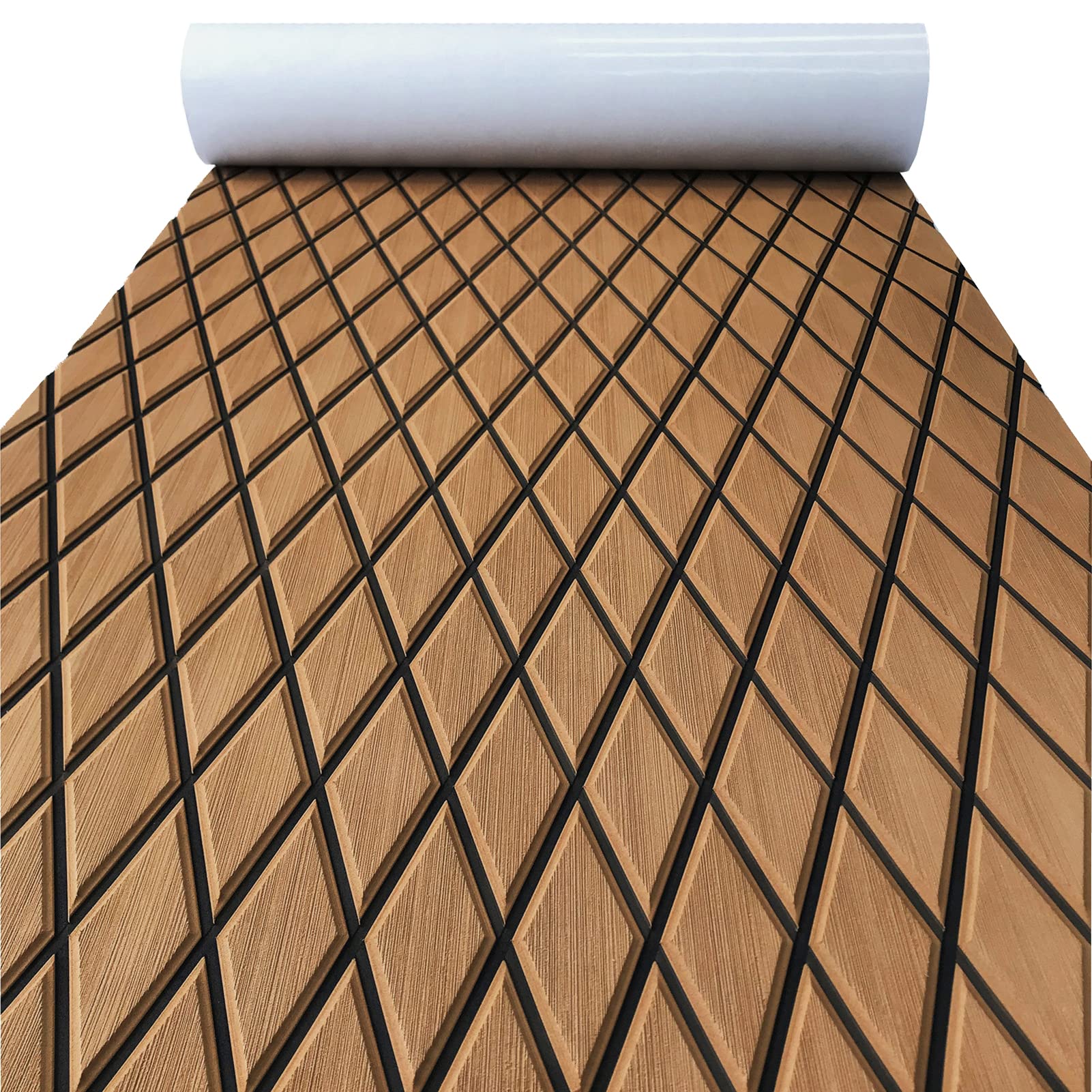 Etokfoks  1 Pack EVA Foam Boat Flooring Decking Sheet 6mm Thick Diamond Anti Slip Self Adhesive Marine Grade
