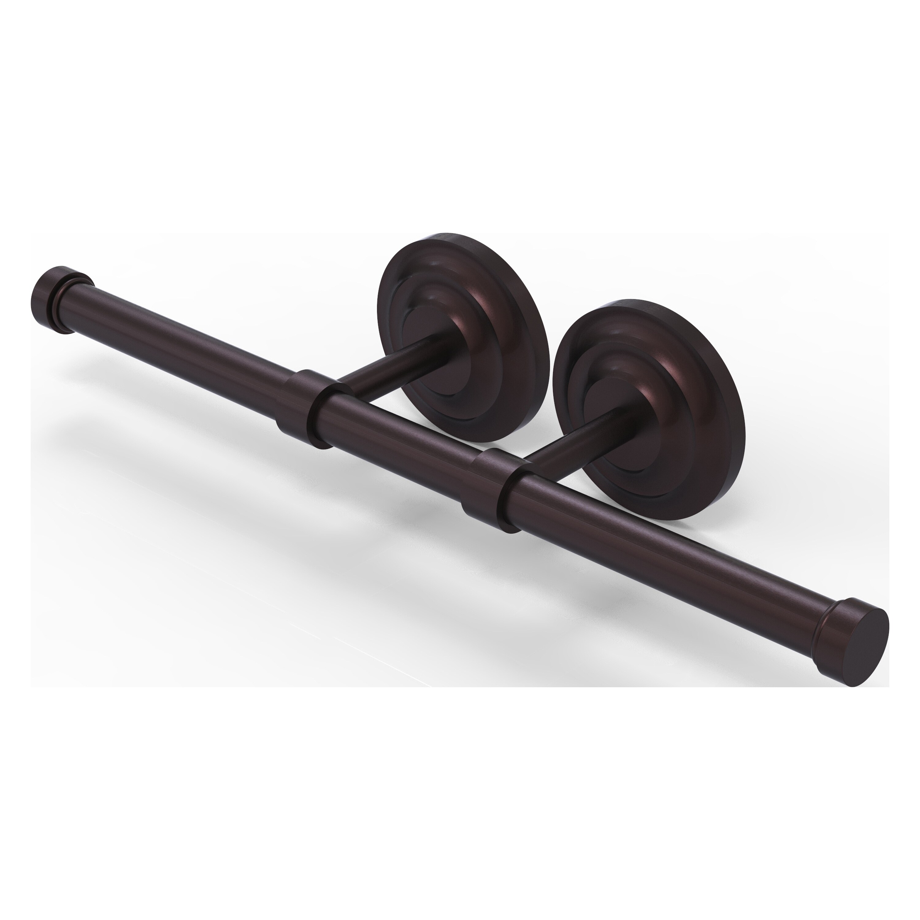 Allied Brass QN-24-2-ABZ Que New Antique Bronze Wall mount Double post Toilet Paper Holder 2 -Rolls with Storage