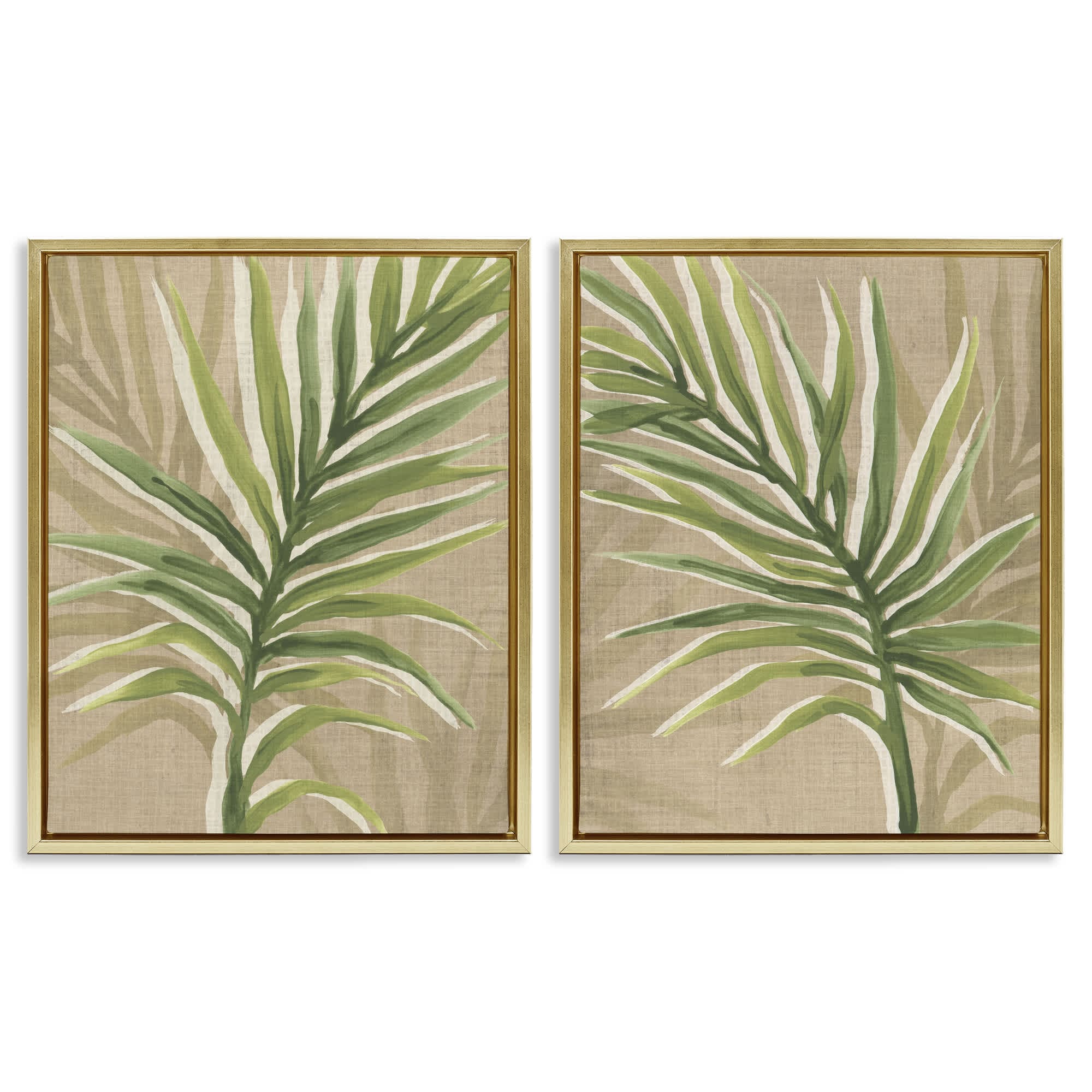 Stupell Industries B2-767-FFG-2PC-16X20 Natural Palm Leaves 2pc Floating Frame Set design by June Erica Vess