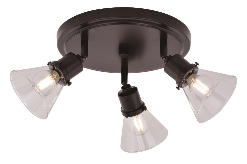 Cascadia C0211 Fulton 3-Light 11-in Bronze Dimmable Standard Flush Mount Fixed Track Light Kit