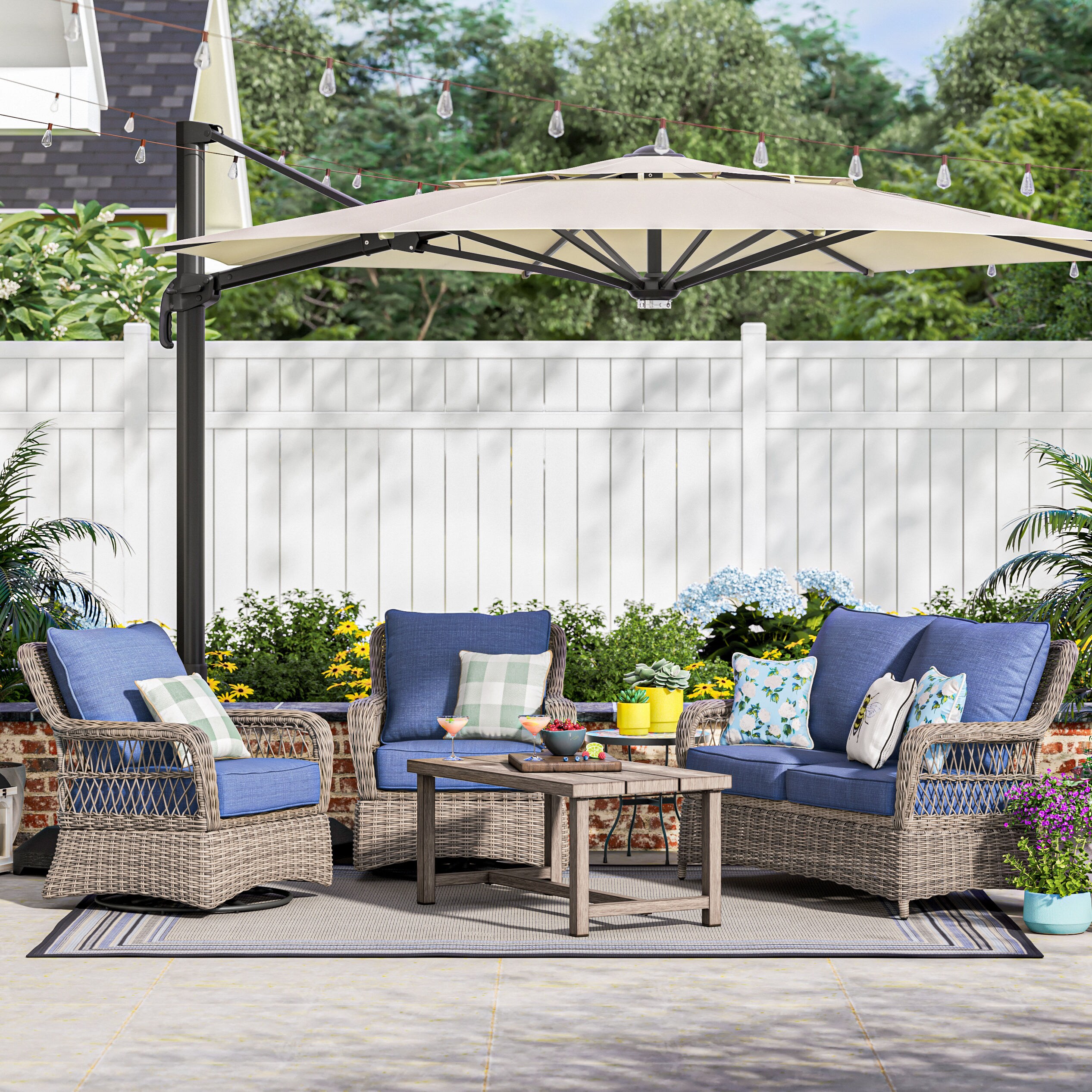 matching patio umbrella and chair cushions