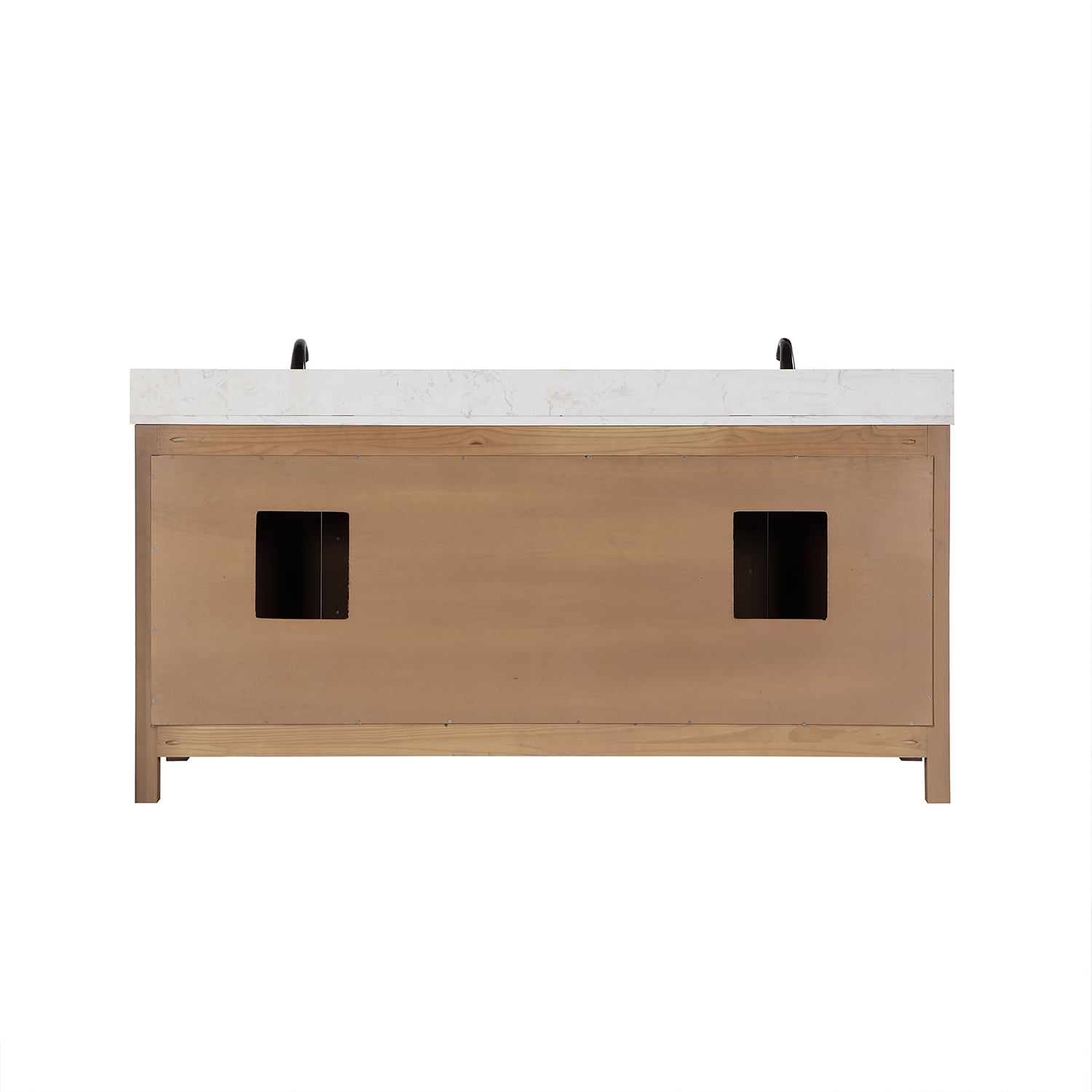 Hadiya 72" Brown Pine Double Vanity with White Stone Countertop