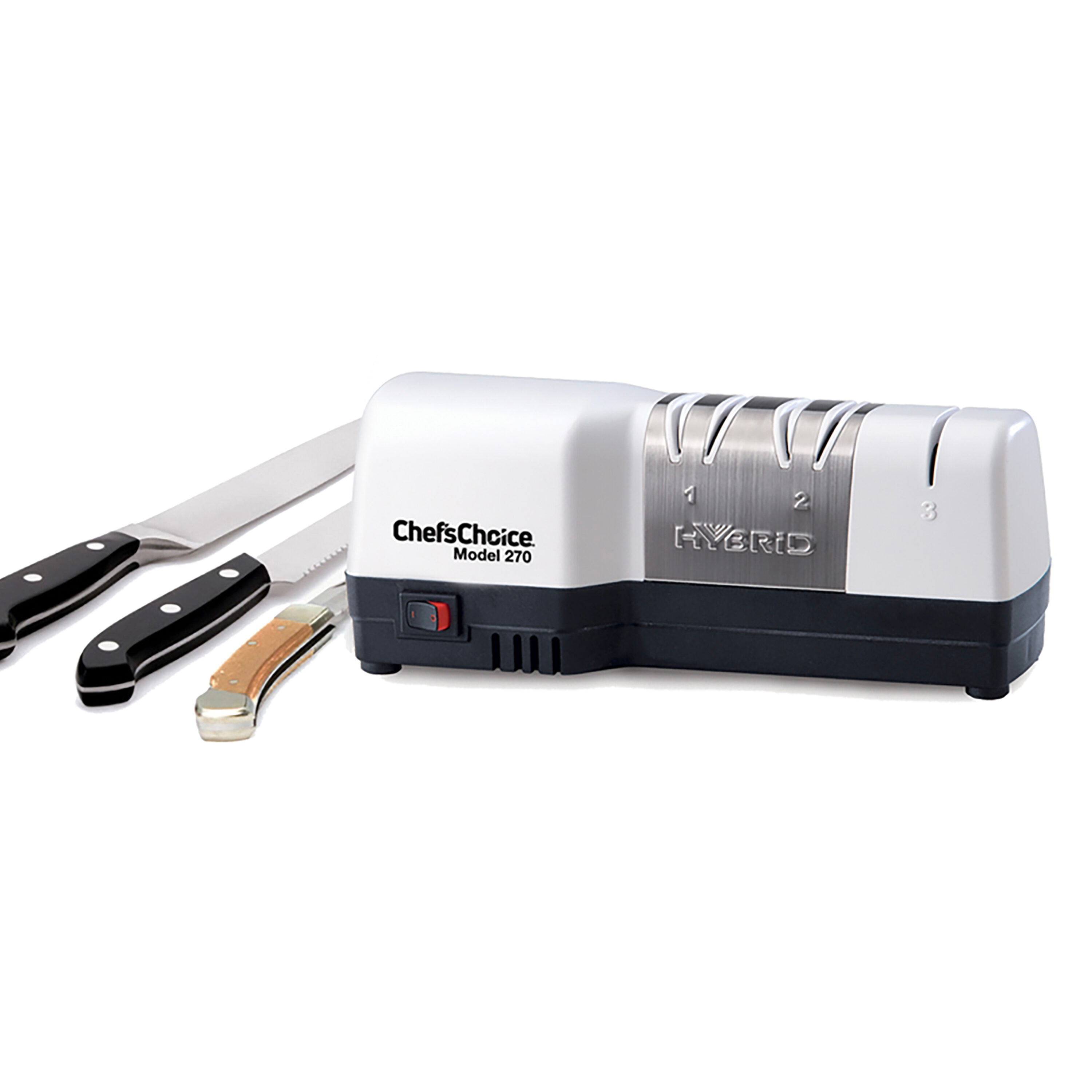 Keep your knives sharp and cutting like new with the Chef'sChoice Diamond  UltraHone Knife Sharpener. This compact professional electric 2-stage knife  sharpener sharpens both straight edge and serrated 20 degree class knives