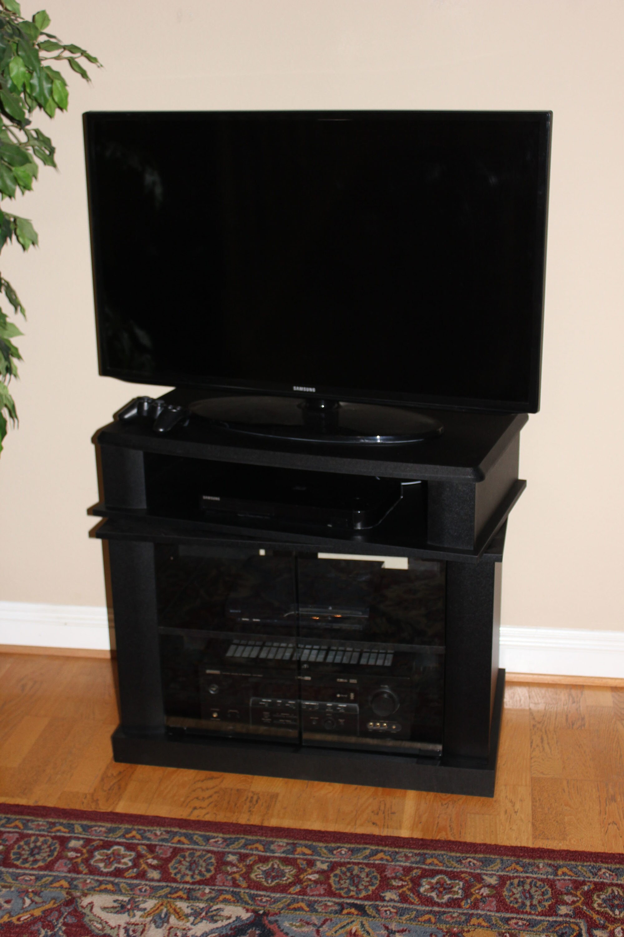 4D Concepts Swivel Top Black Traditional Wood Media Cabinet