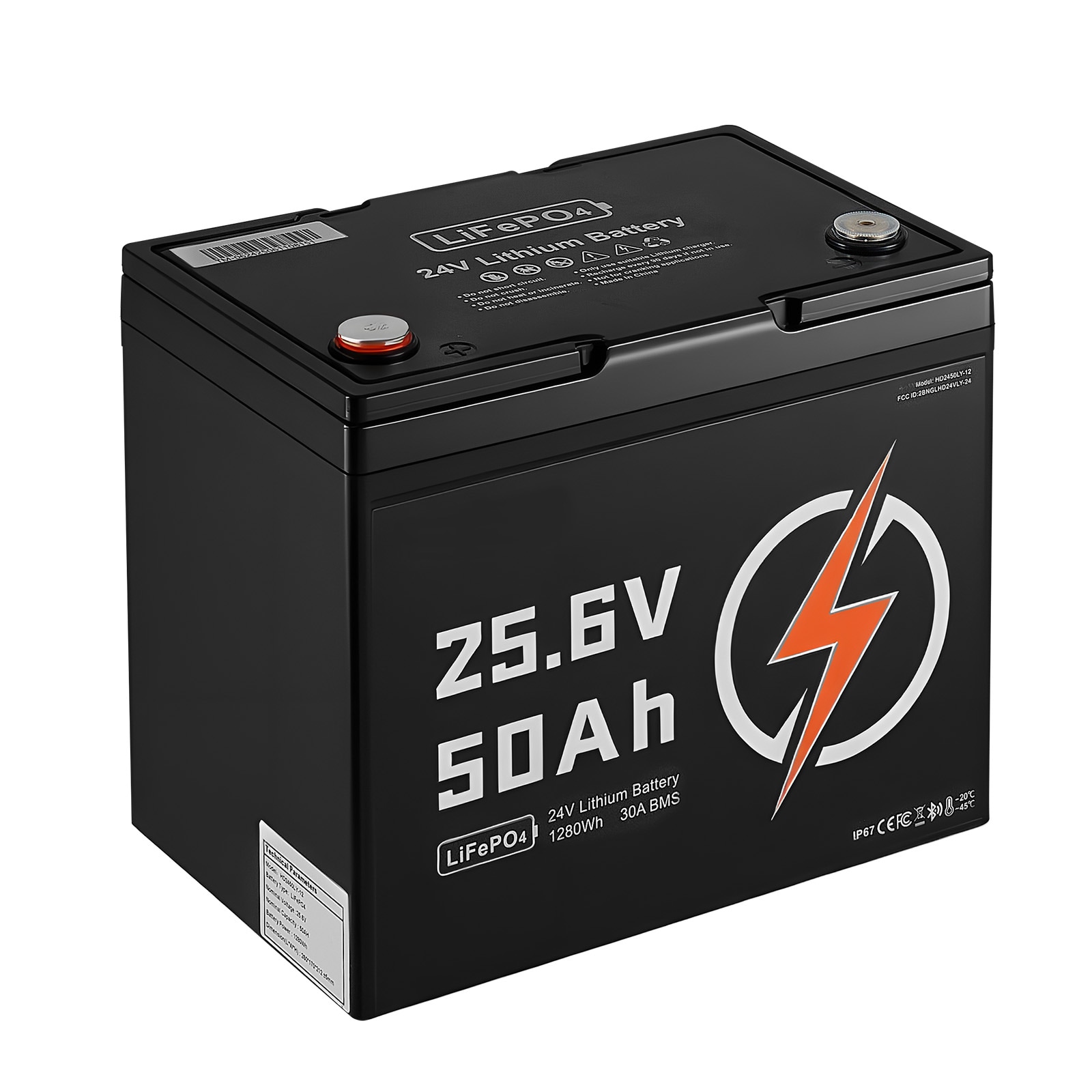 VEVOR 24V 50Ah LiFePO4 Lithium Battery Bluetooth Deep Cycle Lithium Rechargeable Battery Built-in 30A BMS Low Temp Protection 4000+ Cycles Max. 1280Wh for RV Camper Trolling Motors Marine