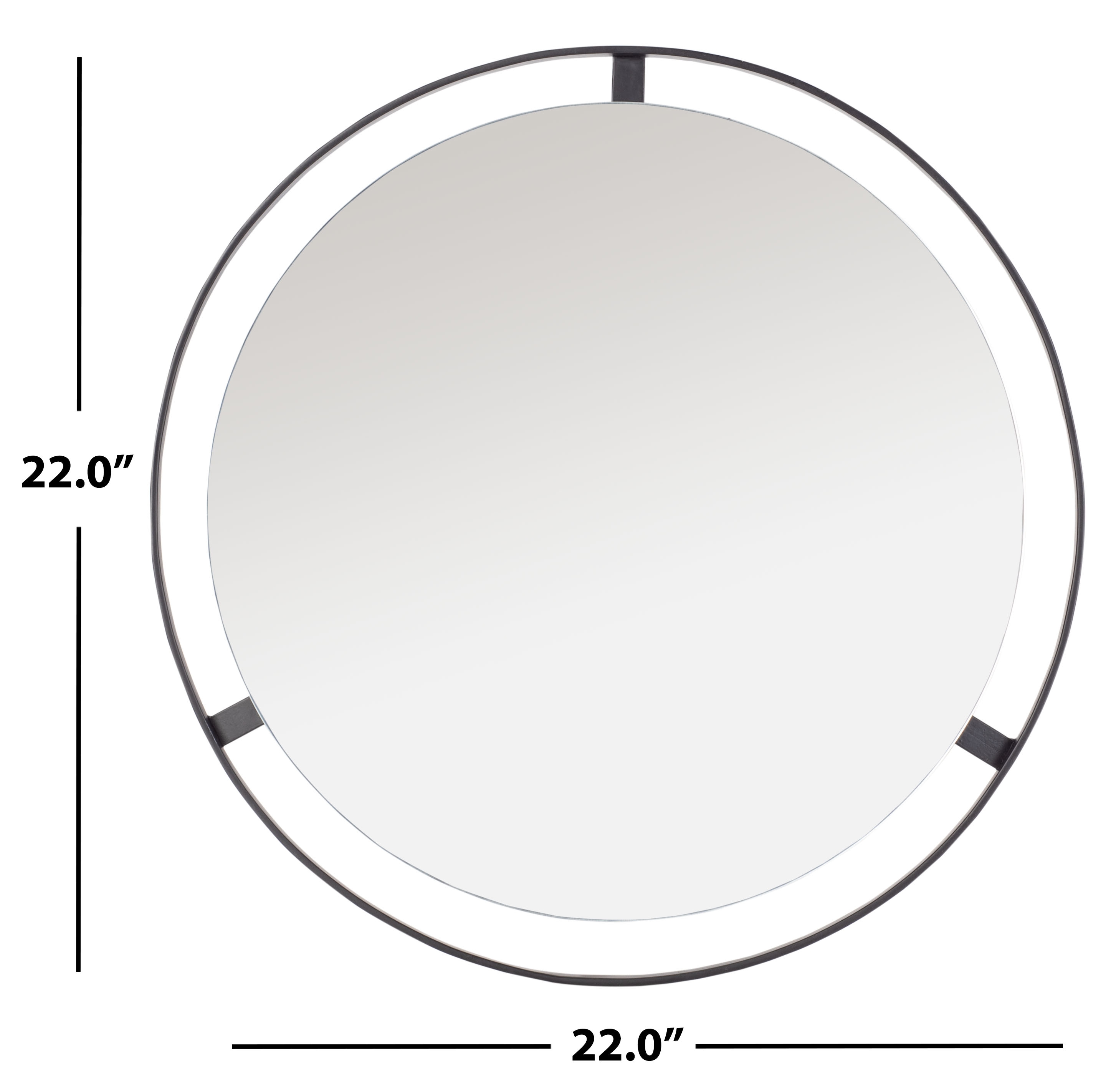 Safavieh Radlin 22-in W x 22-in H Round Matte Black Framed Wall Mirror ...