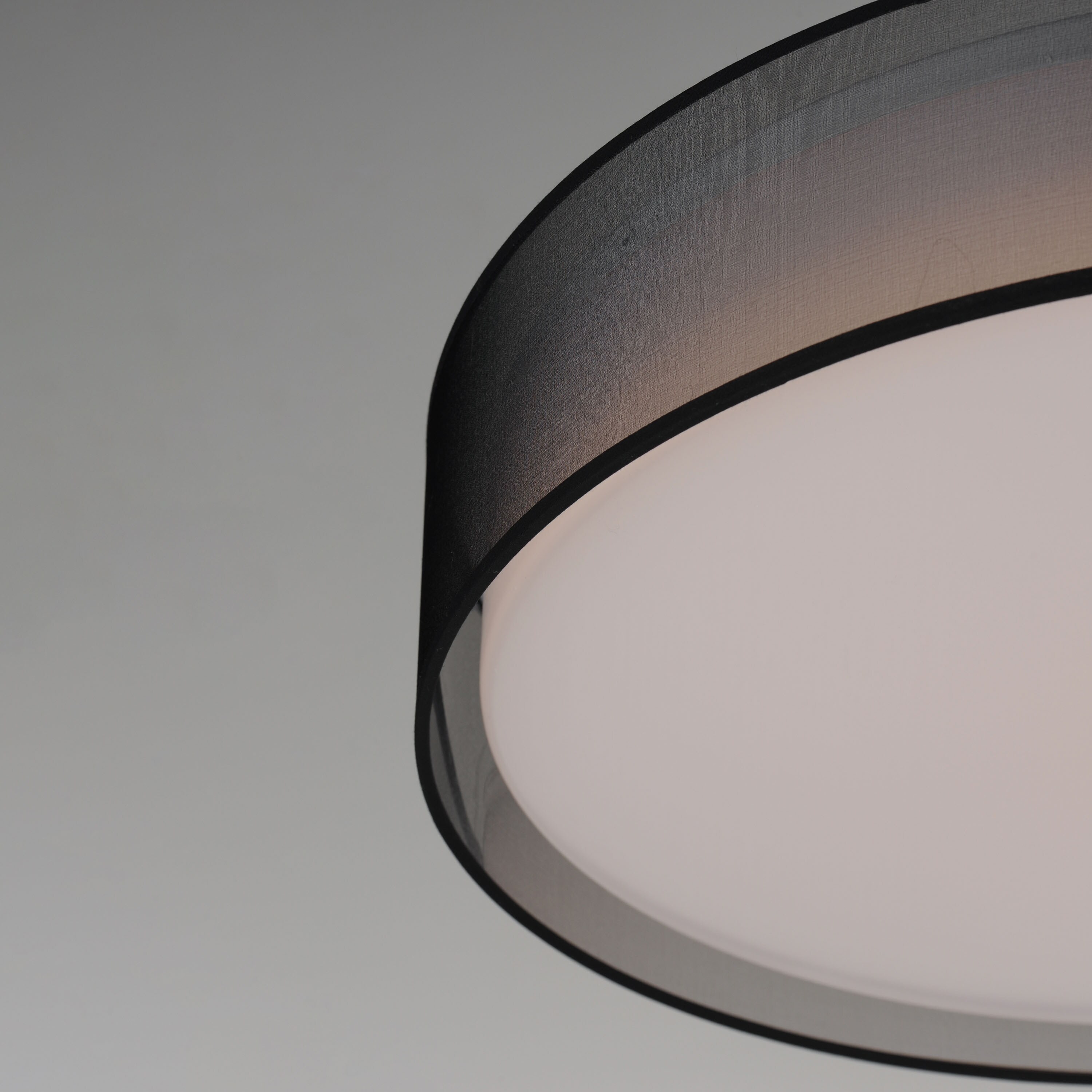Black Organza LED Drum Flush Mount Ceiling Light
