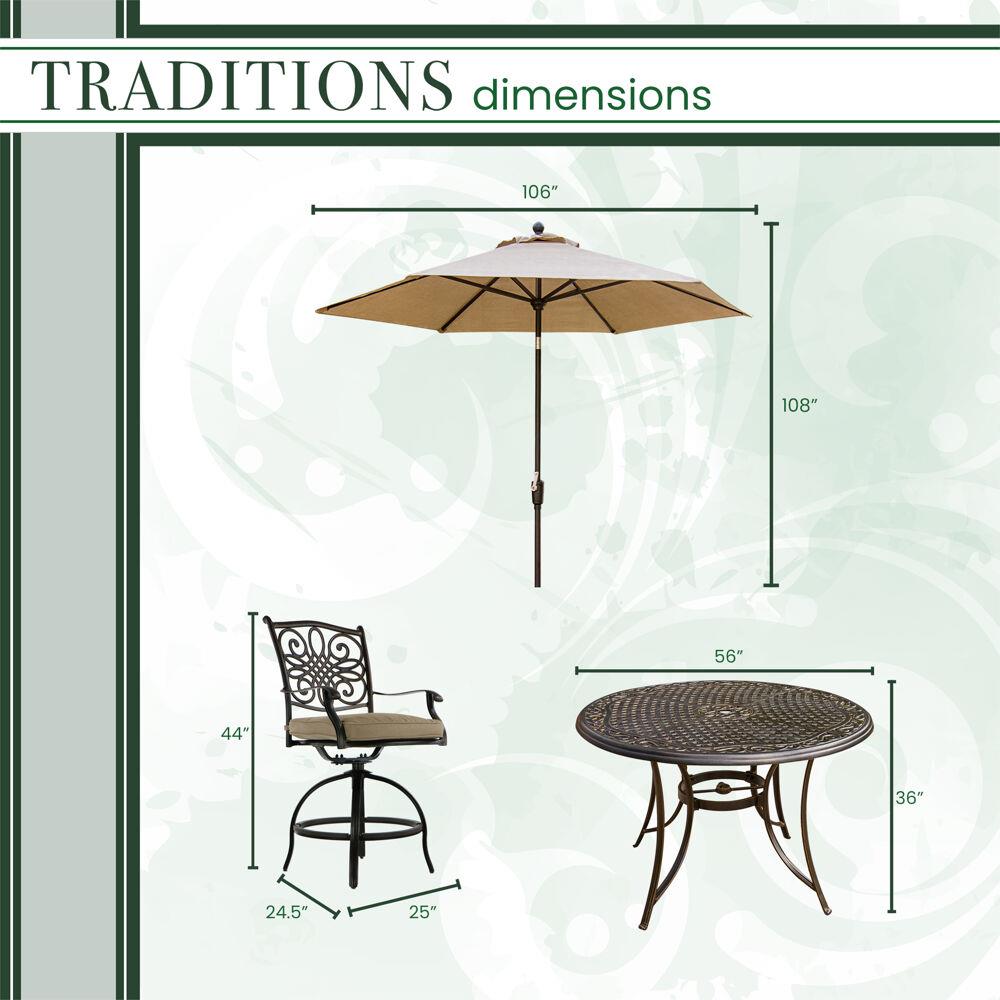 Hanover TRADDN7PCBR-SU Patio-Dining-Sets - View #3