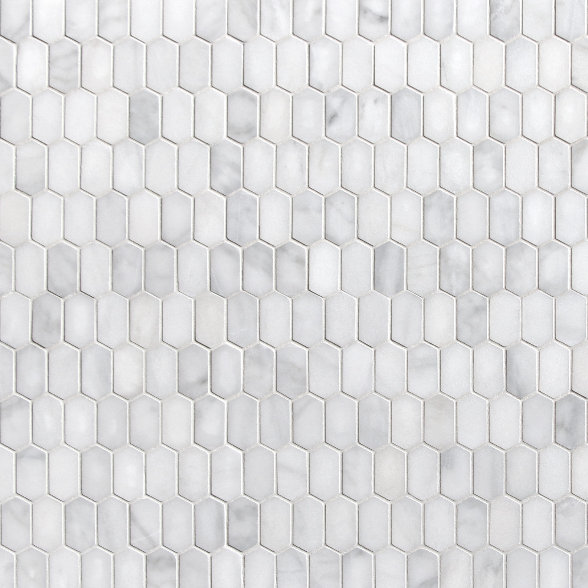 12" x 10" White Carrara Marble Hexagonal Mosaic Tile
