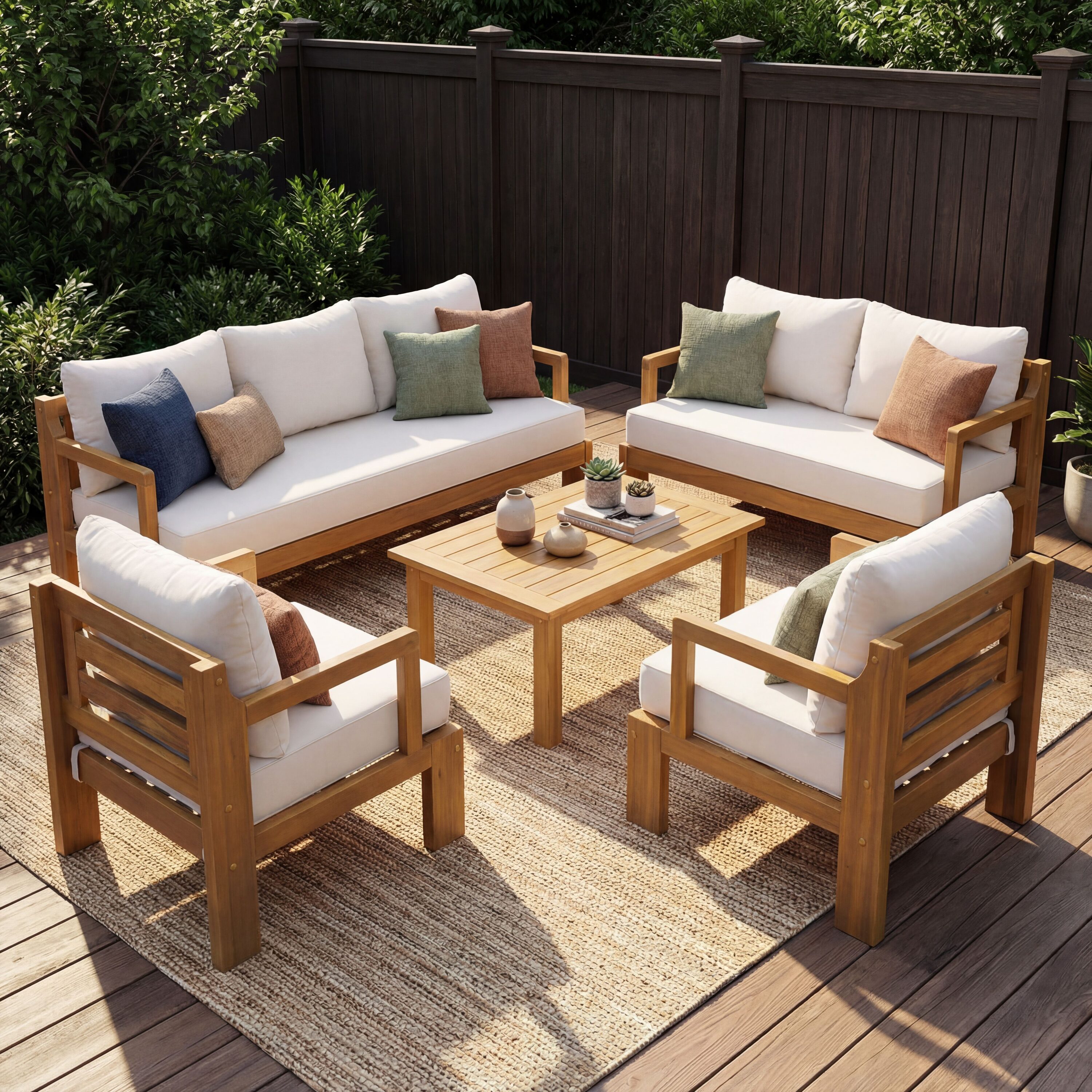 Fun Orange - 5 -Piece Patio Conversation Set with Beige Cushions Included