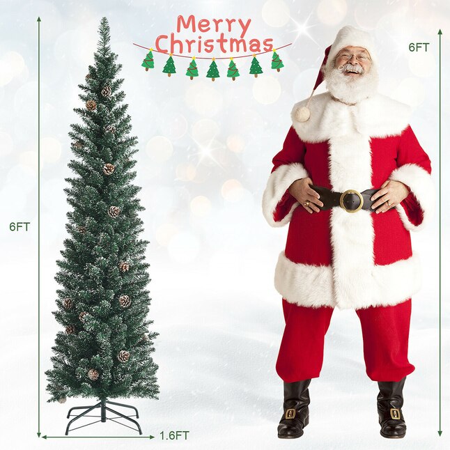 WELLFOR 6-ft Pencil Flocked Artificial Christmas Tree in the Artificial ...
