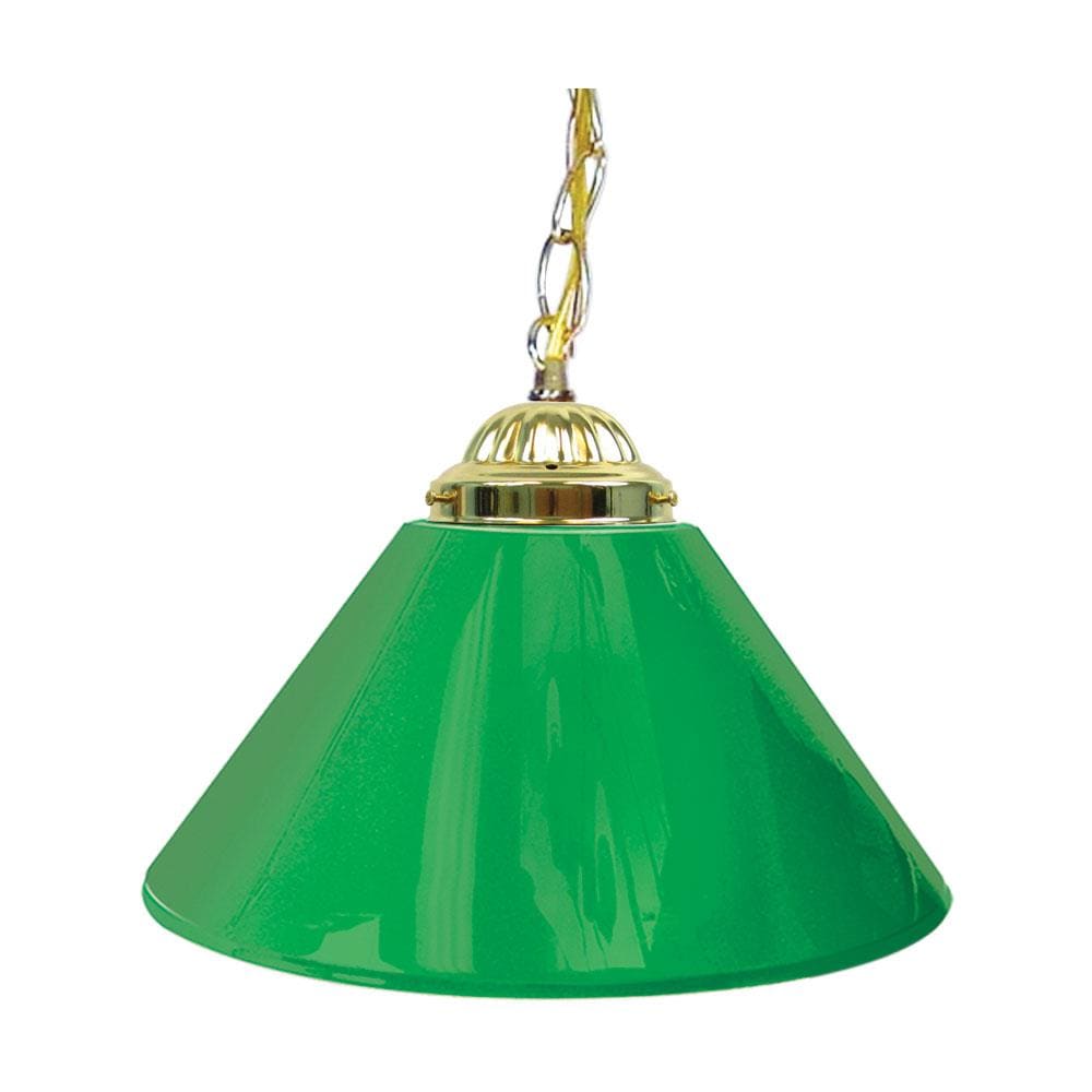 Green and Brass 14" Single Shade Hanging Lamp