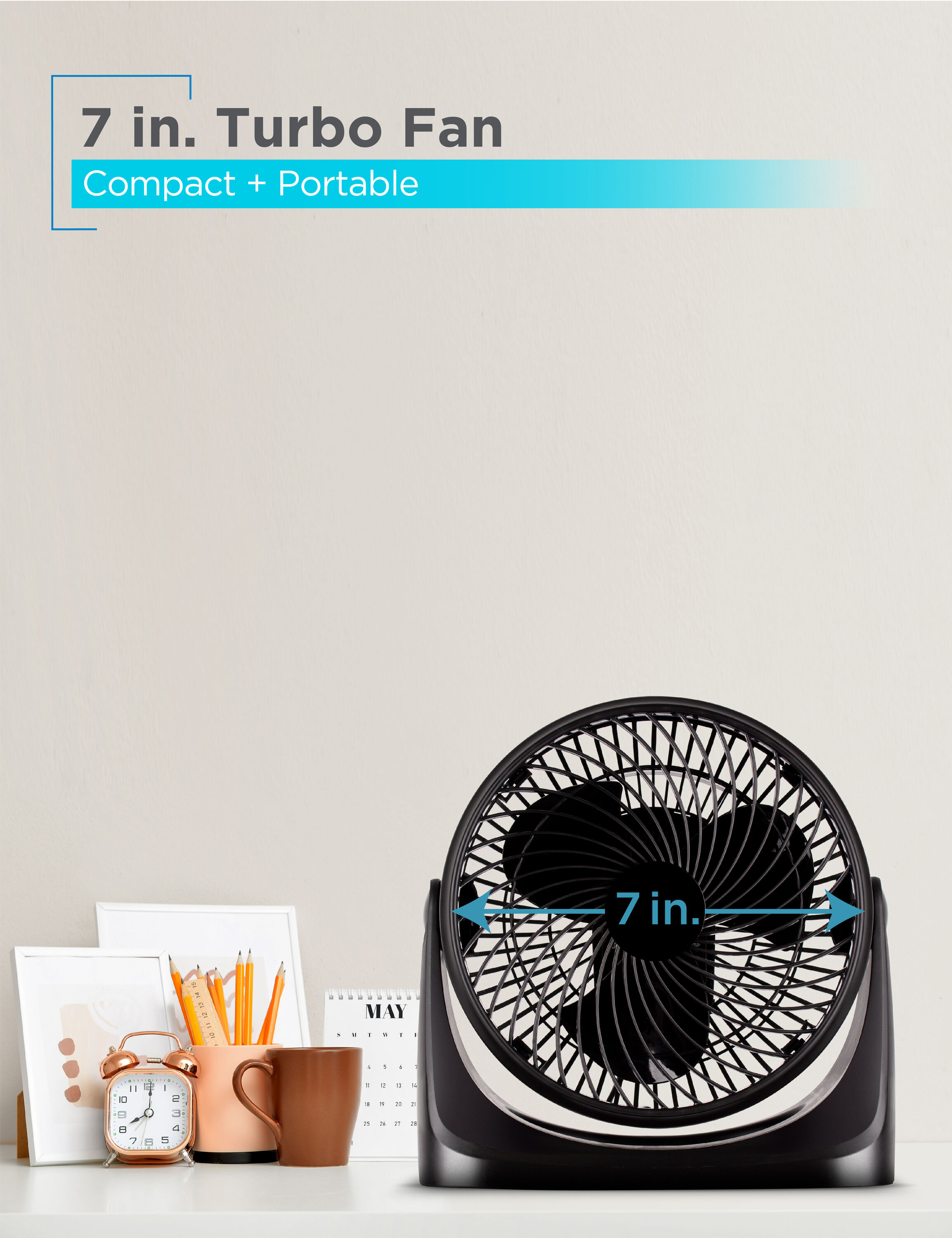 BLACK+DECKER 7-in 3-Speed Indoor Black Desk Fan in the Portable